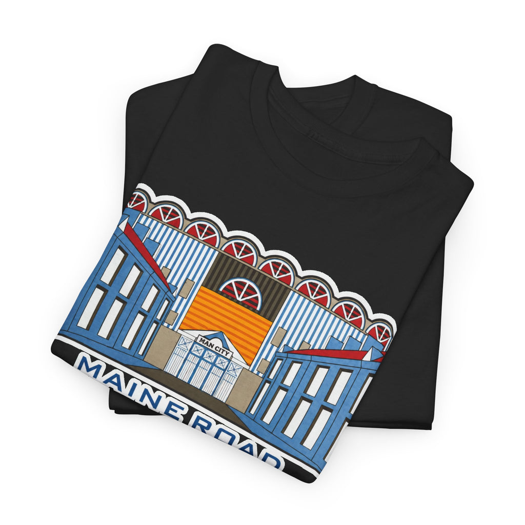 Maine Road 1923–2003 Cotton T-Shirt — Vintage Stadium Illustration Tee