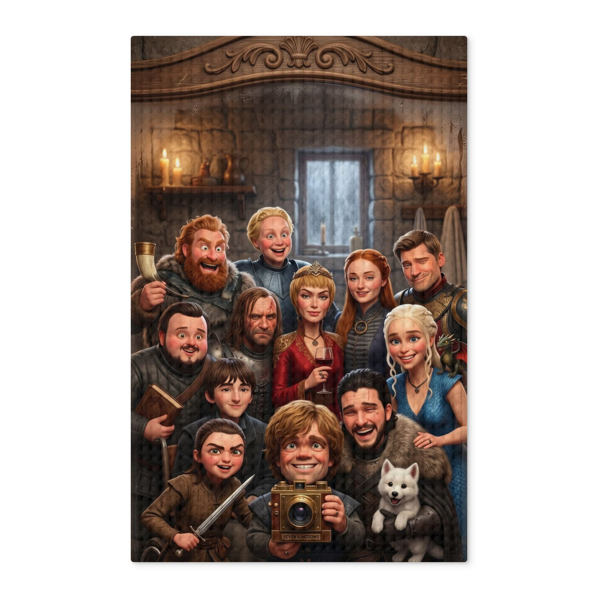 Game of Thrones Cast Cartoon Inspired Waffle Weave Tea Towel — Double-Sided Kitchen Decor