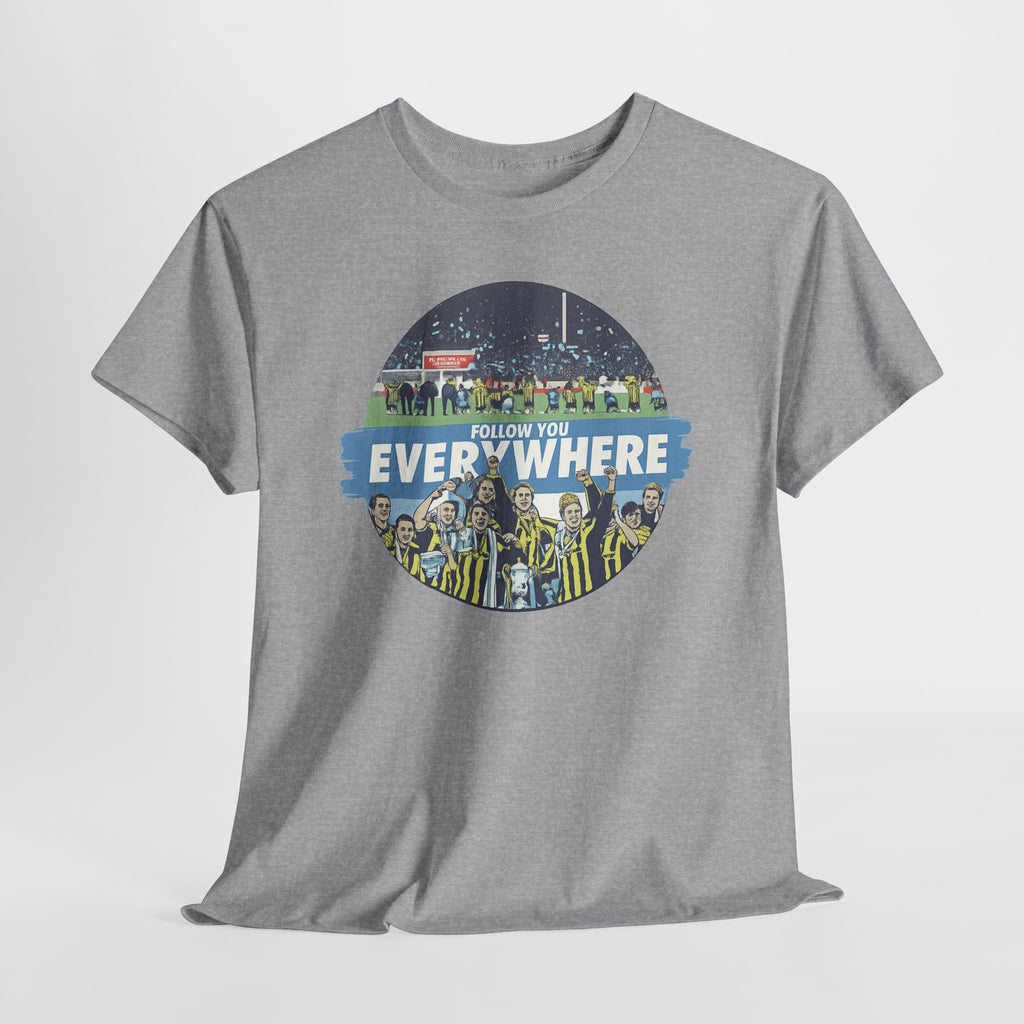 Manchester City Everywhere Soccer Crowd Graphic Tee — 'Follow You Everywhere' Fan Shirt