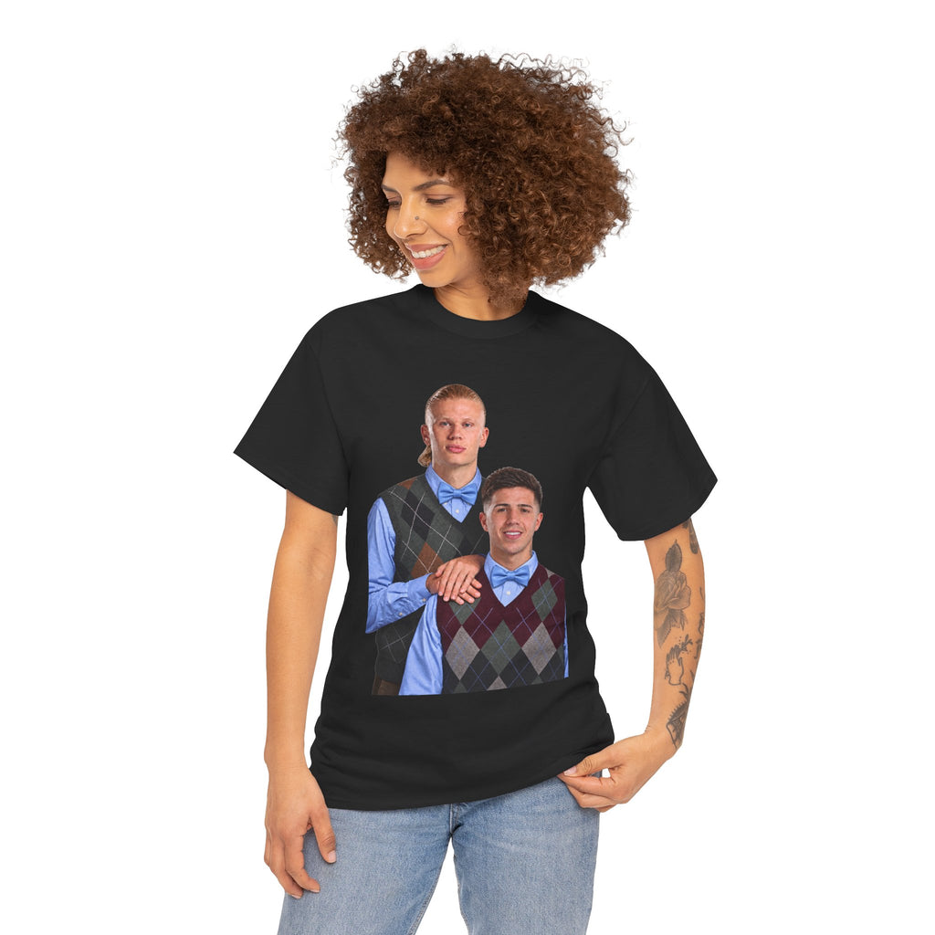Haaland and Enzo Geek Cotton T-Shirt — Two Guys in Argyle Sweater Vests