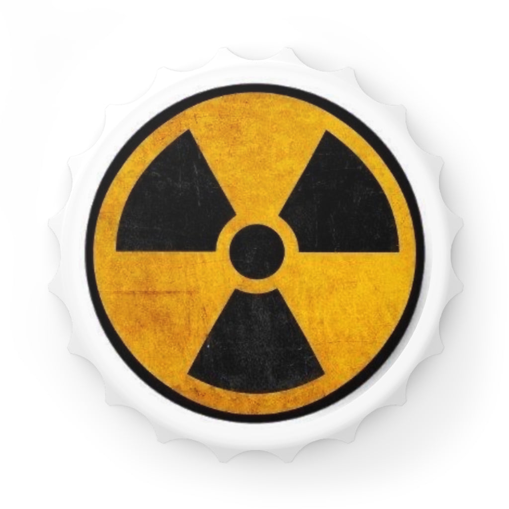 Radioactive Warning Bottle Opener — Retro Nuclear Symbol Metal Cap Opener