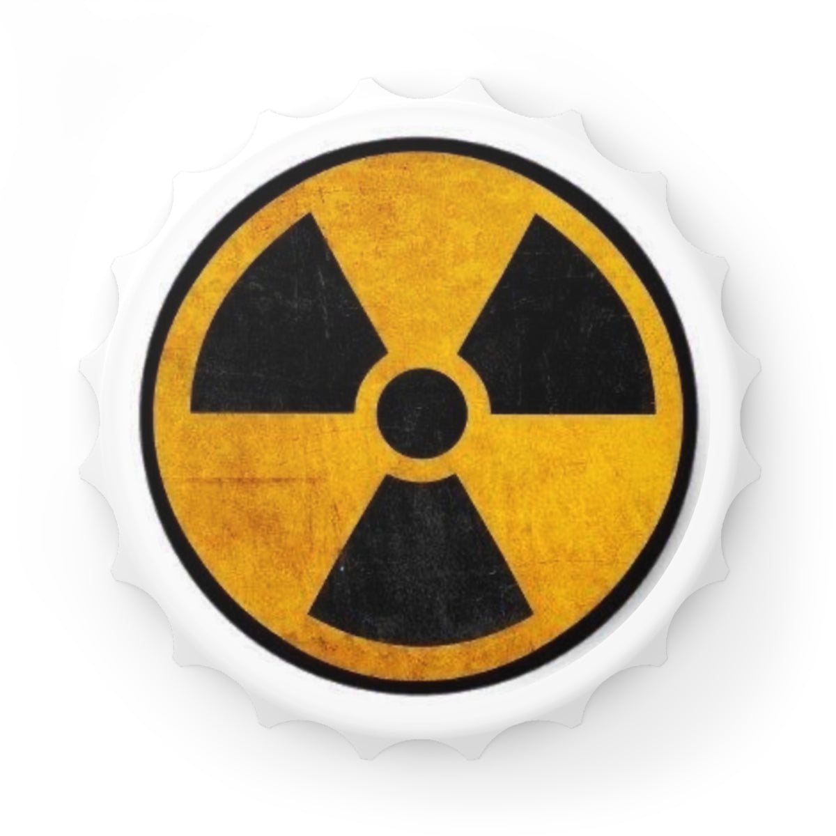 Radioactive Warning Bottle Opener — Retro Nuclear Symbol Metal Cap Opener