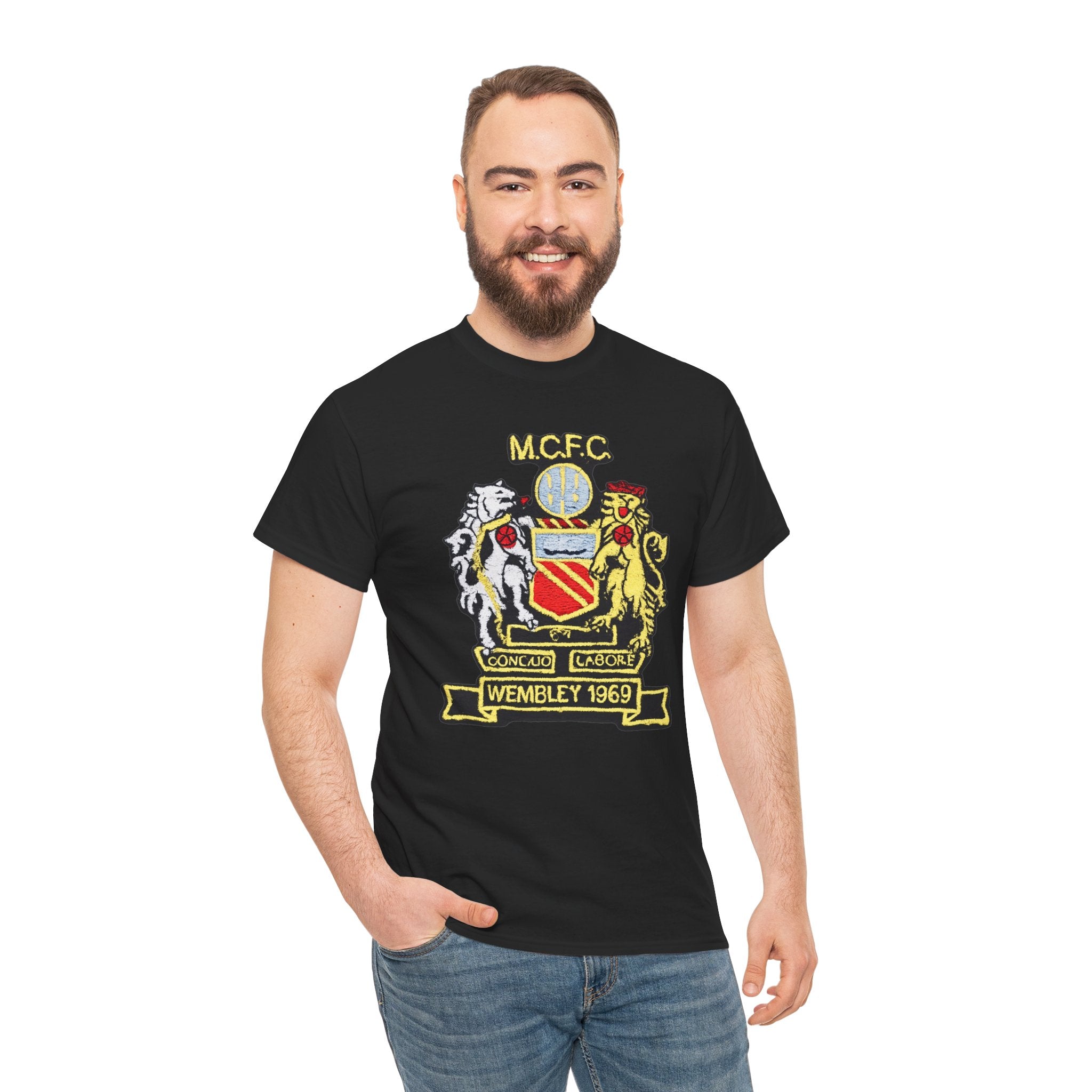 Manchester City Retro Crest T-Shirt — M.C.F.C. Wembley 1969 Vintage Soccer Tee