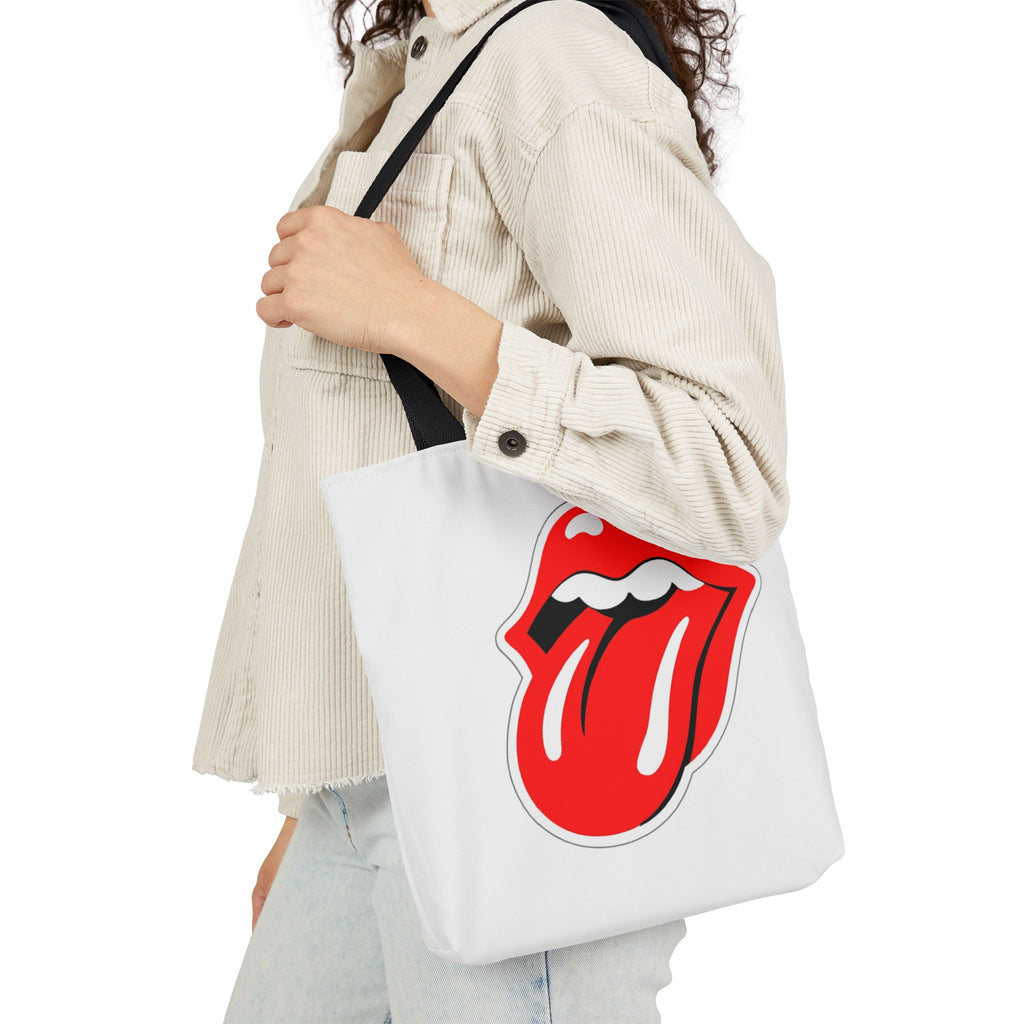 Rock & Roll Tongue Canvas Tote Bag — Retro Lip Graphic
