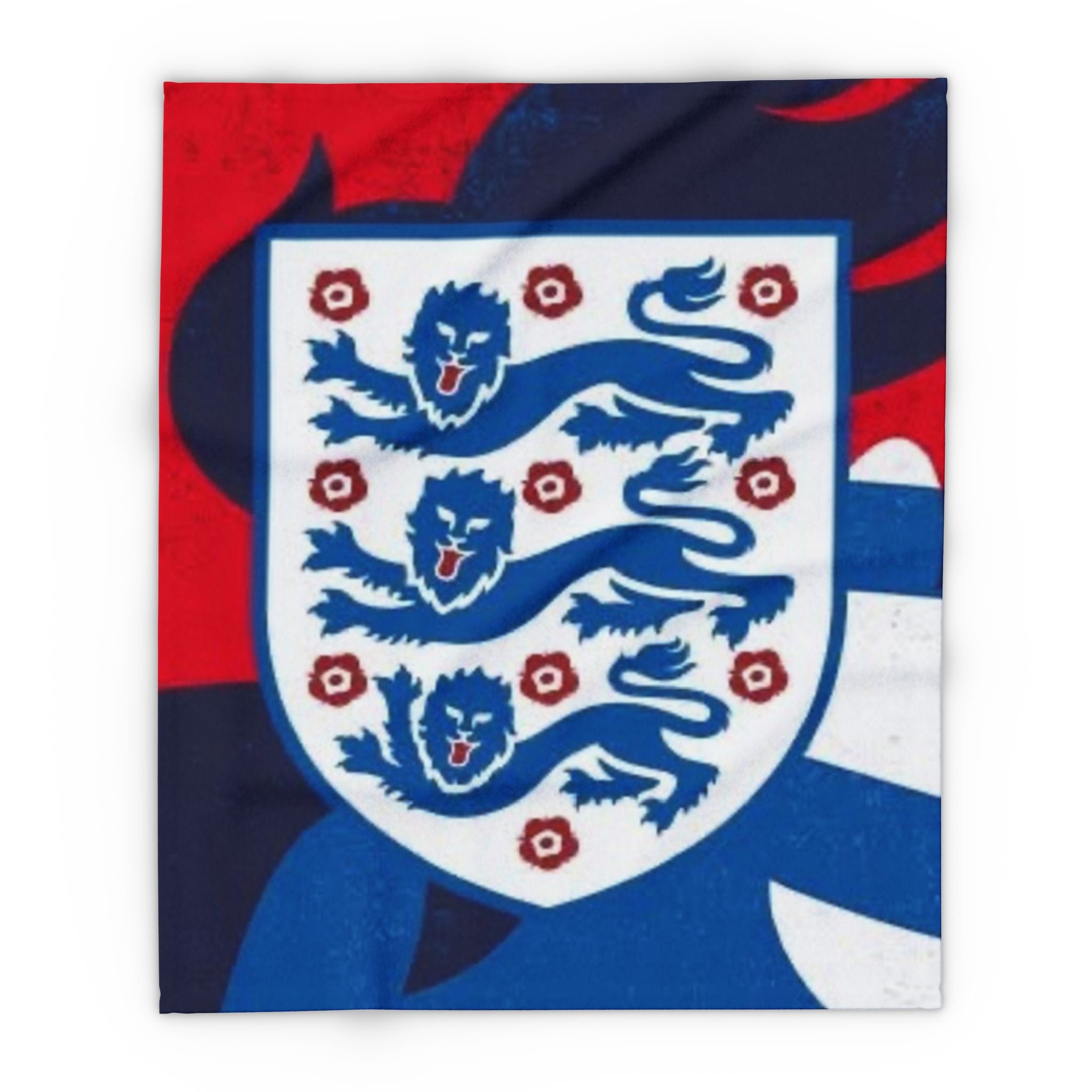 England Football Crest Fleece Blanket – Cozy Red & Blue Soccer Throw