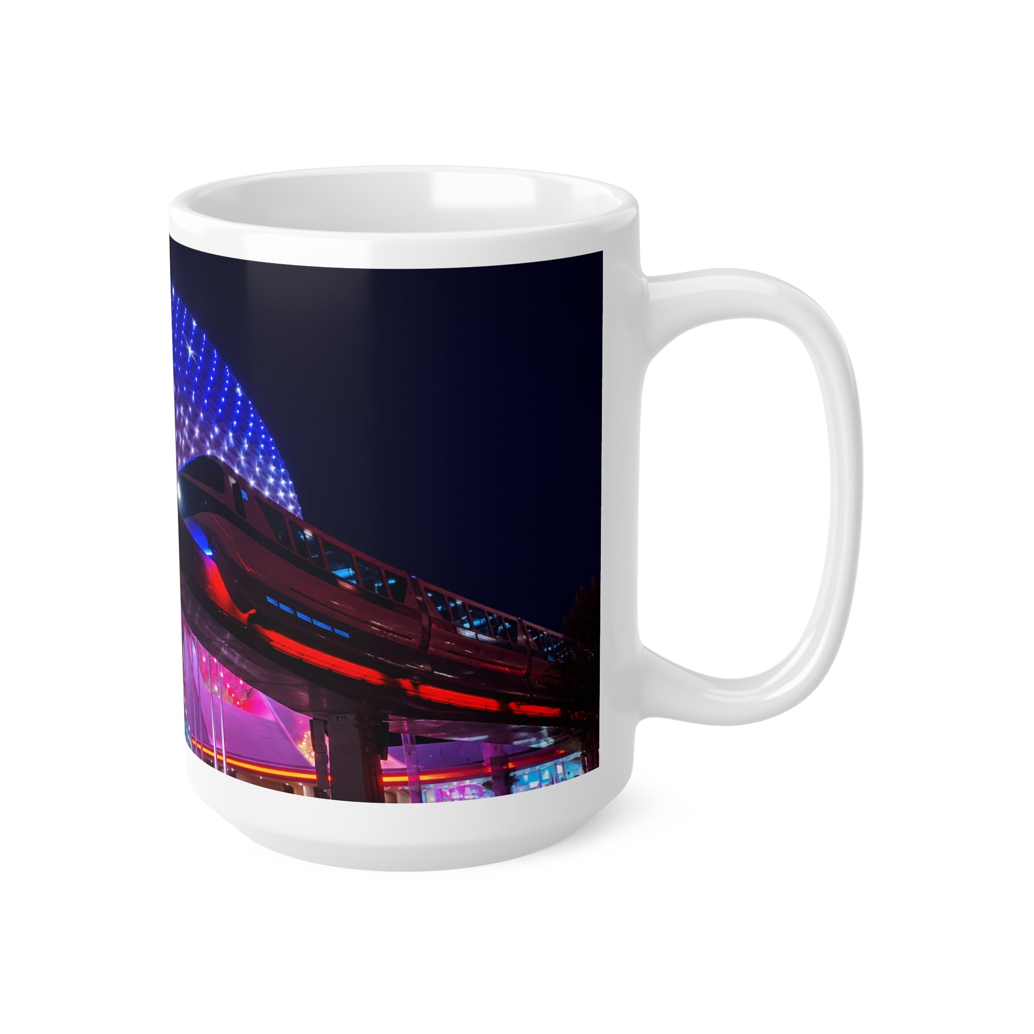 Epcot Walt Disney World Nighttime Neon Dome Coffee Mug — Colorful LED Lights Ceramic Cup (11oz/15oz)
