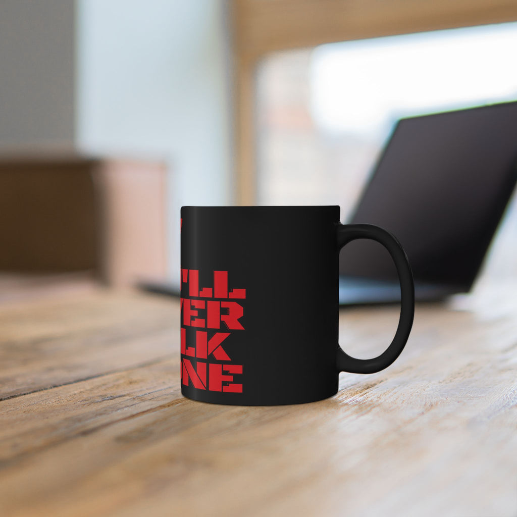 You'll Never Walk Alone Black Mug — Liverpool FC Red Crest Coffee Cup (11oz/15oz)