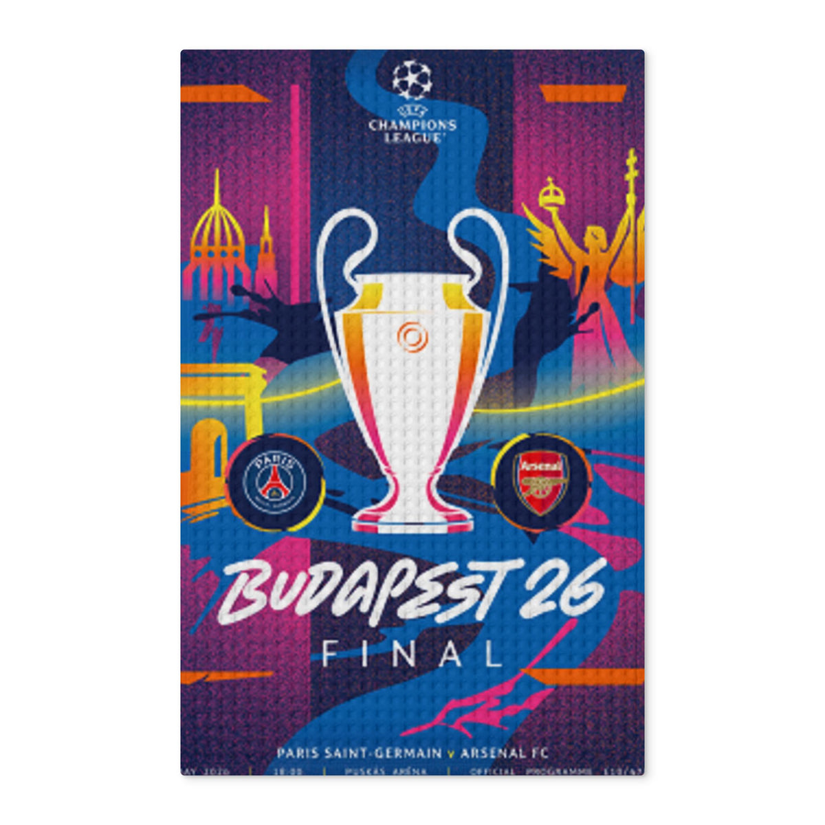 2026 Champions League Final Programme Cover Inspired Waffle Double-Sided Tea Towel