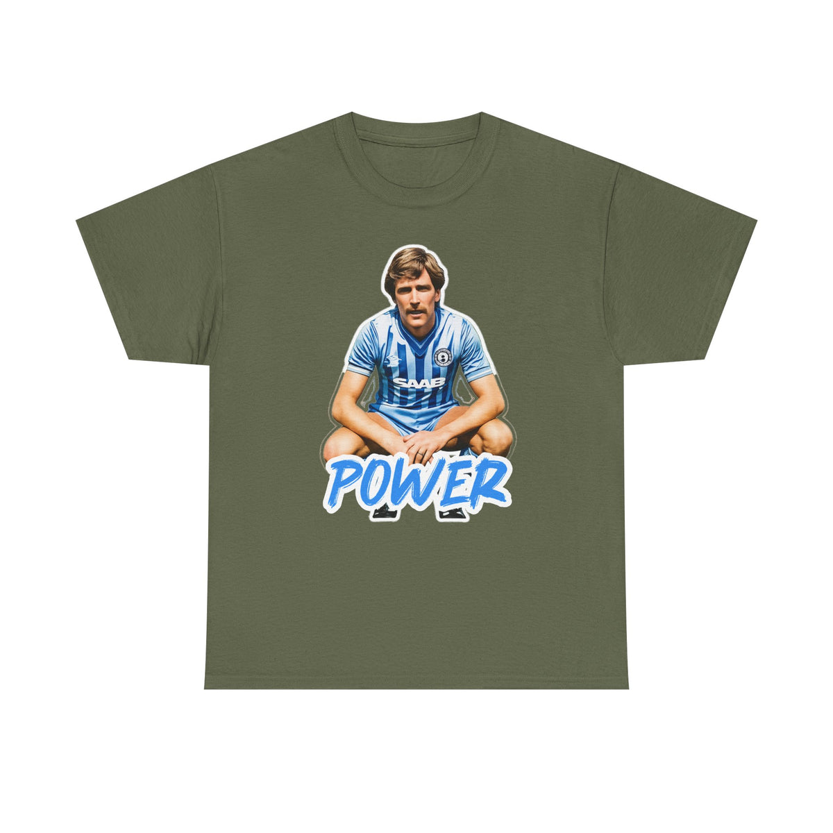 Paul Power Manchester City Legend Player Graphic Tee — Retro Football Jersey Design