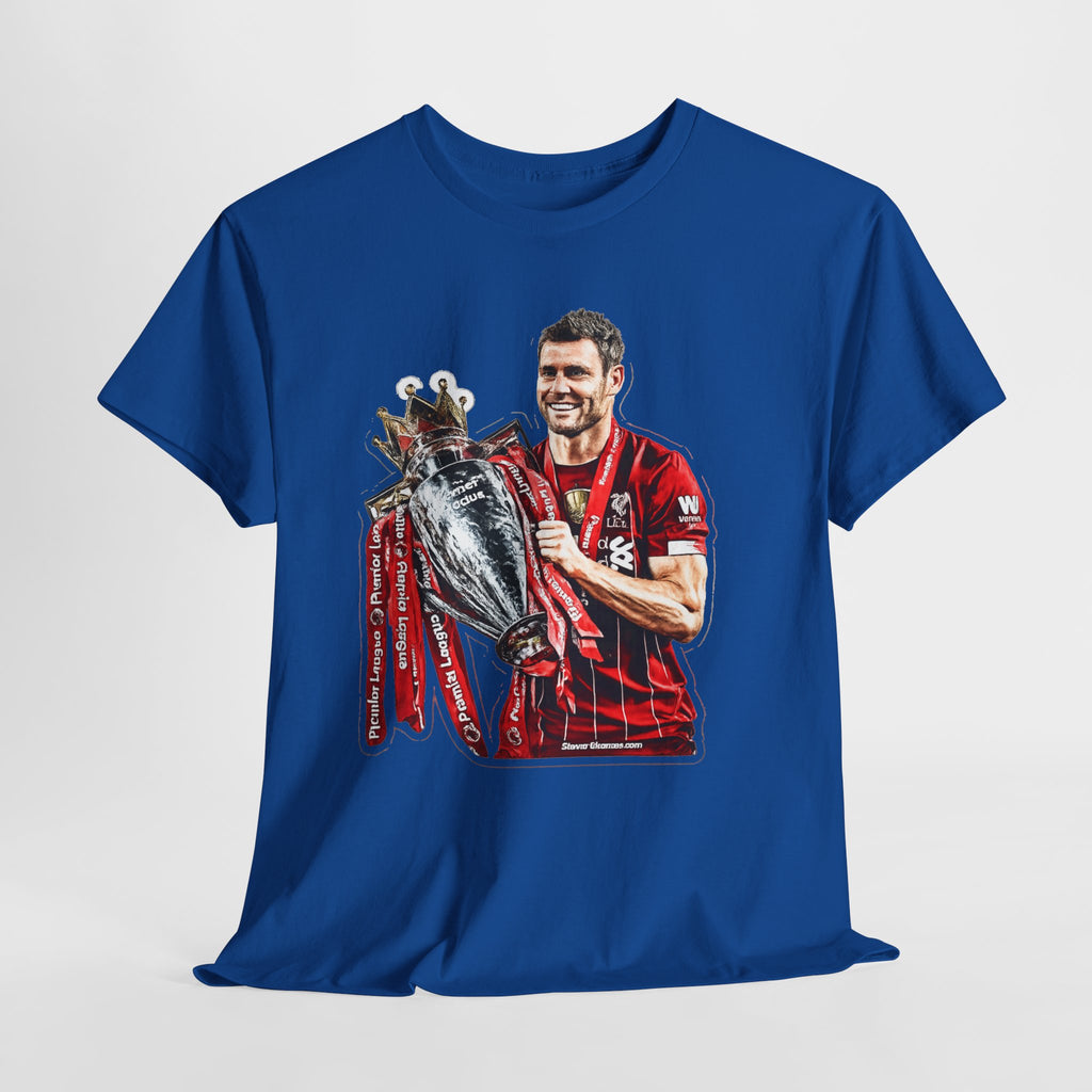 James Milner Liverpool Premier League Champion Trophy T-Shirt — Player Holding Premier Trophy