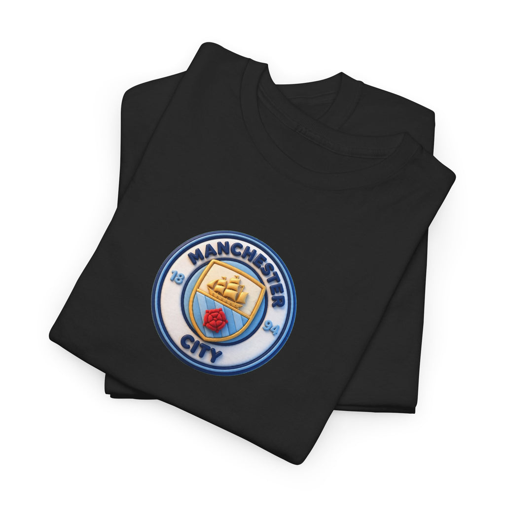 Manchester City Crest Unofficial 3D T-Shirt — Minimal Soccer Logo Tee