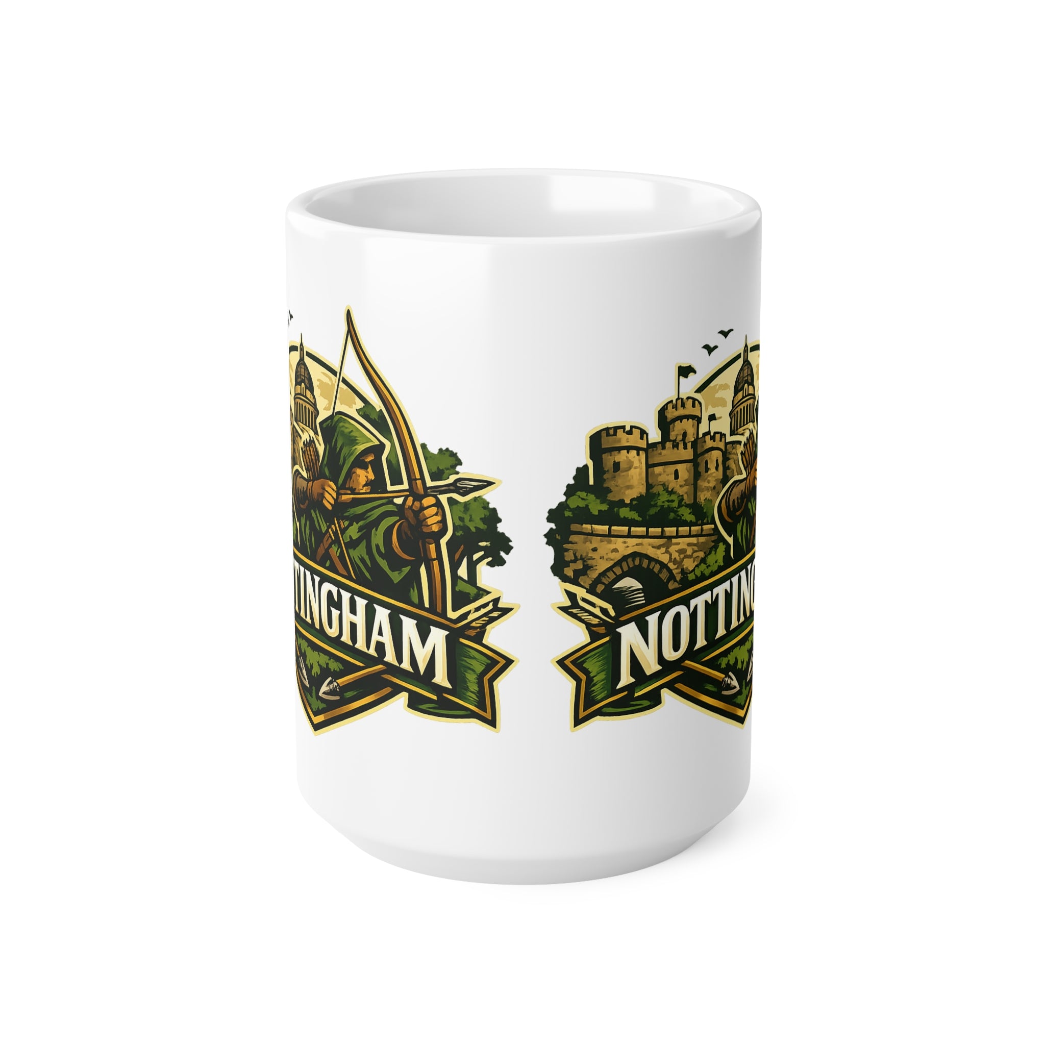 Nottingham Robin Hood Ceramic Coffee Mug — 11oz & 15oz Travel-Perfect Gift