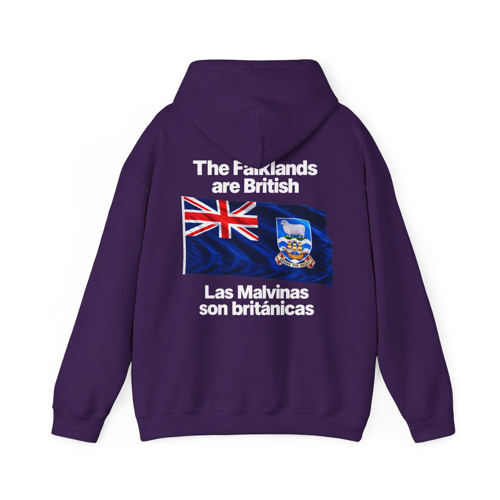 Falklands Are British Hoodie – Bilingual 'Las Malvinas son británicas' Flag Pullover