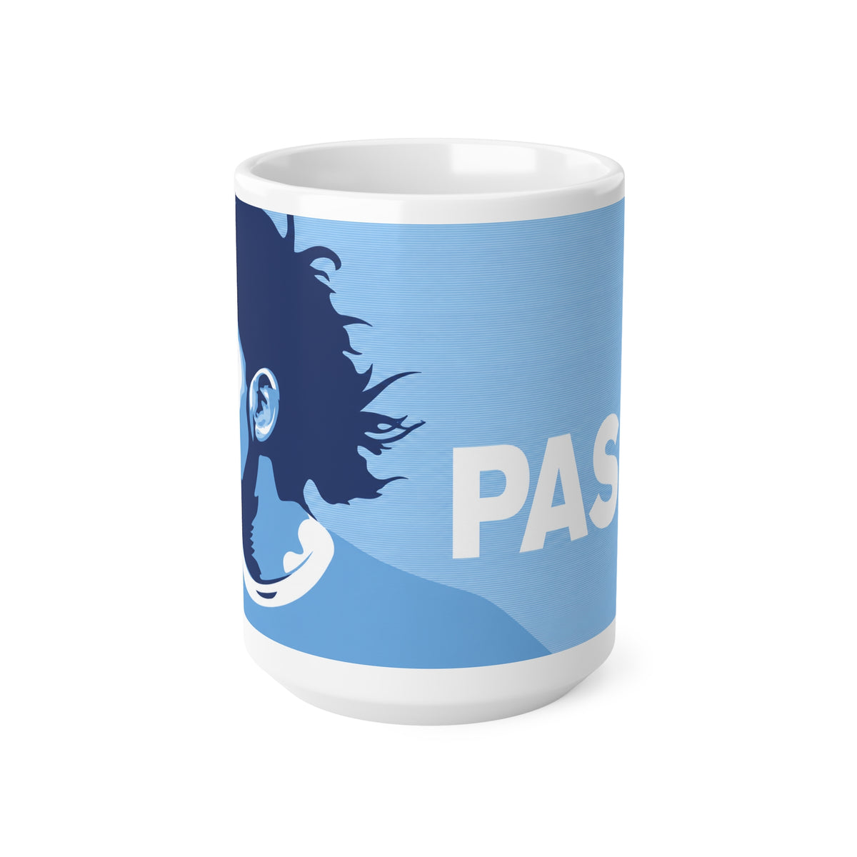 Manchester City PASIÓN Ceramic Mug – 'Passion' Blue Portrait Coffee Cup (11oz & 15oz)