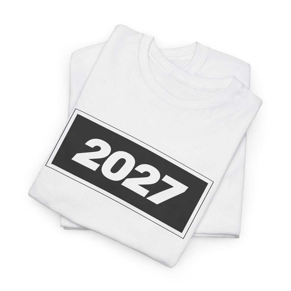 Oasis Inspired 2027 Graphic Tee — Minimal Year Rectangle T‑Shirt for New Year Celebrations