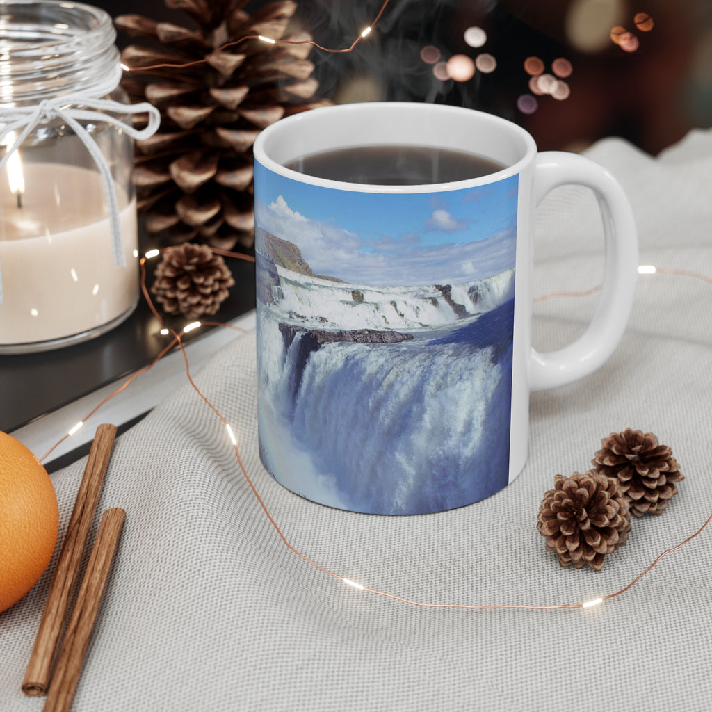 Waterfall Rainbow Ceramic Coffee Mug — Scenic Landscape 11oz & 15oz