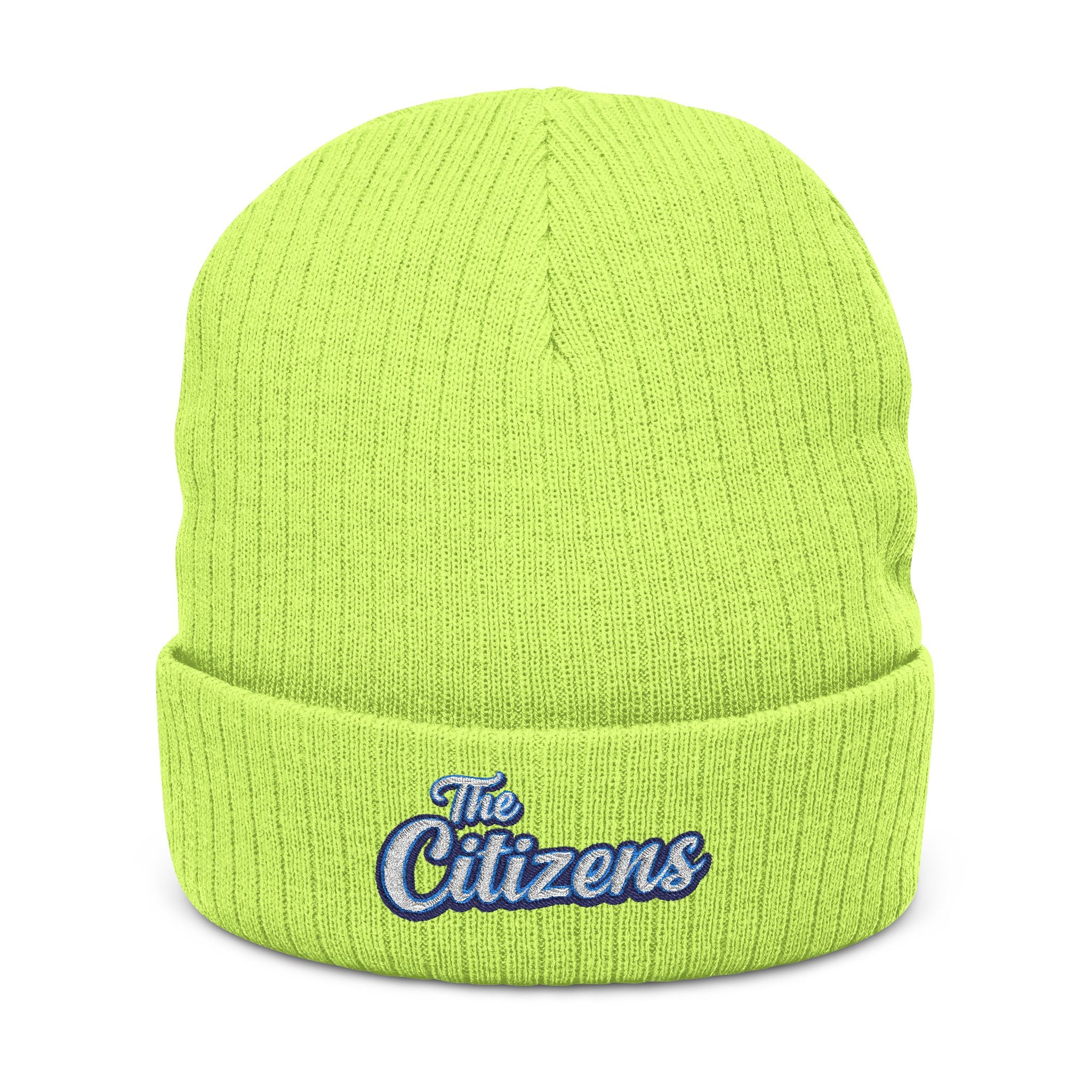 Embroidered 'The Citizens' Ribbed Knit Beanie - Cozy Black Winter Hat