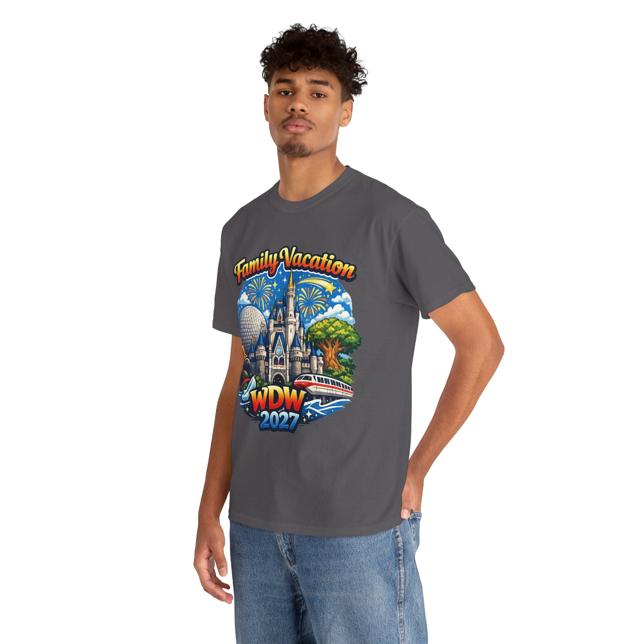 Family Vacation WDW 2027 T-Shirt – Disney Park Castle & Fireworks Vacation Tee