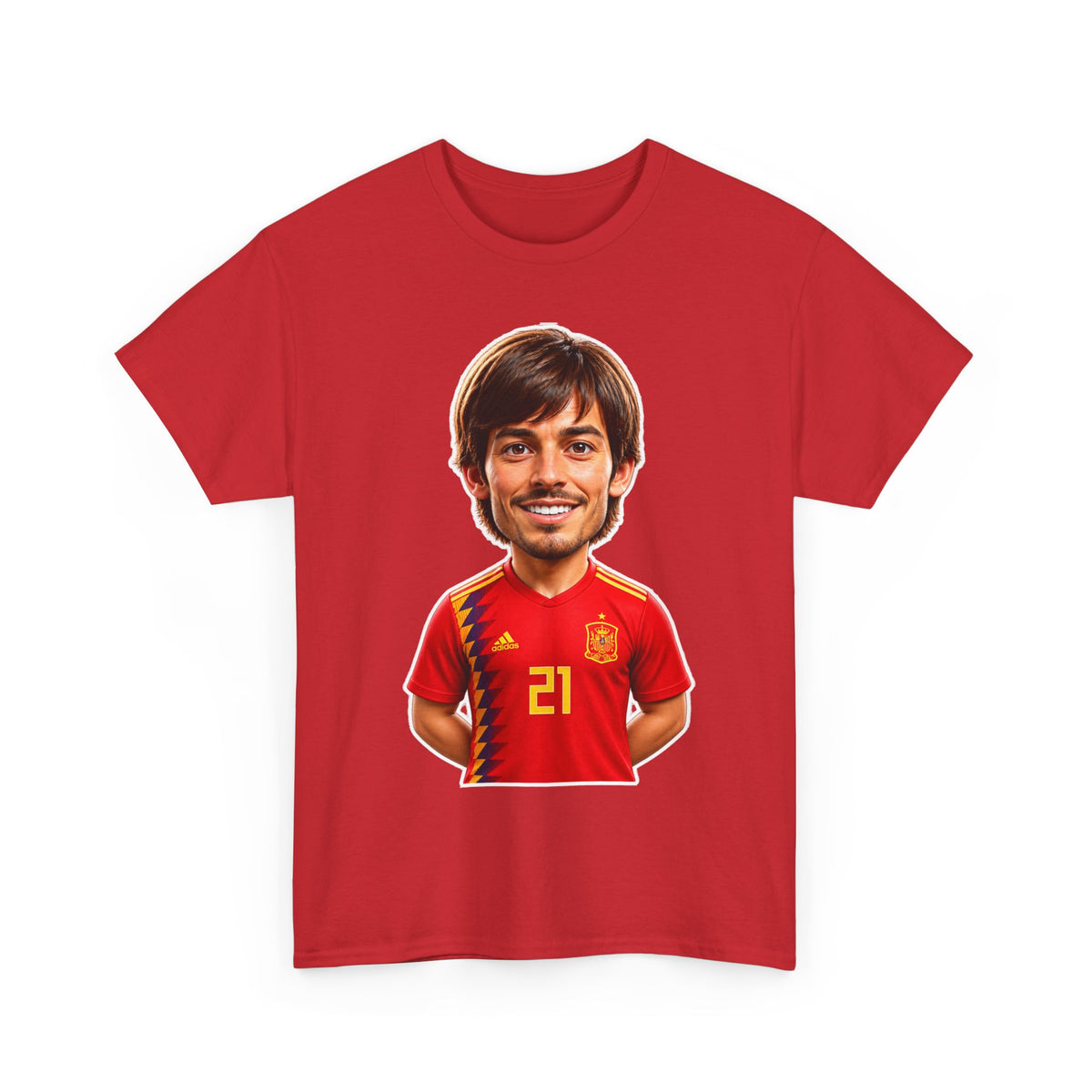 David Silva Caricature Tee — Spain Jersey #21