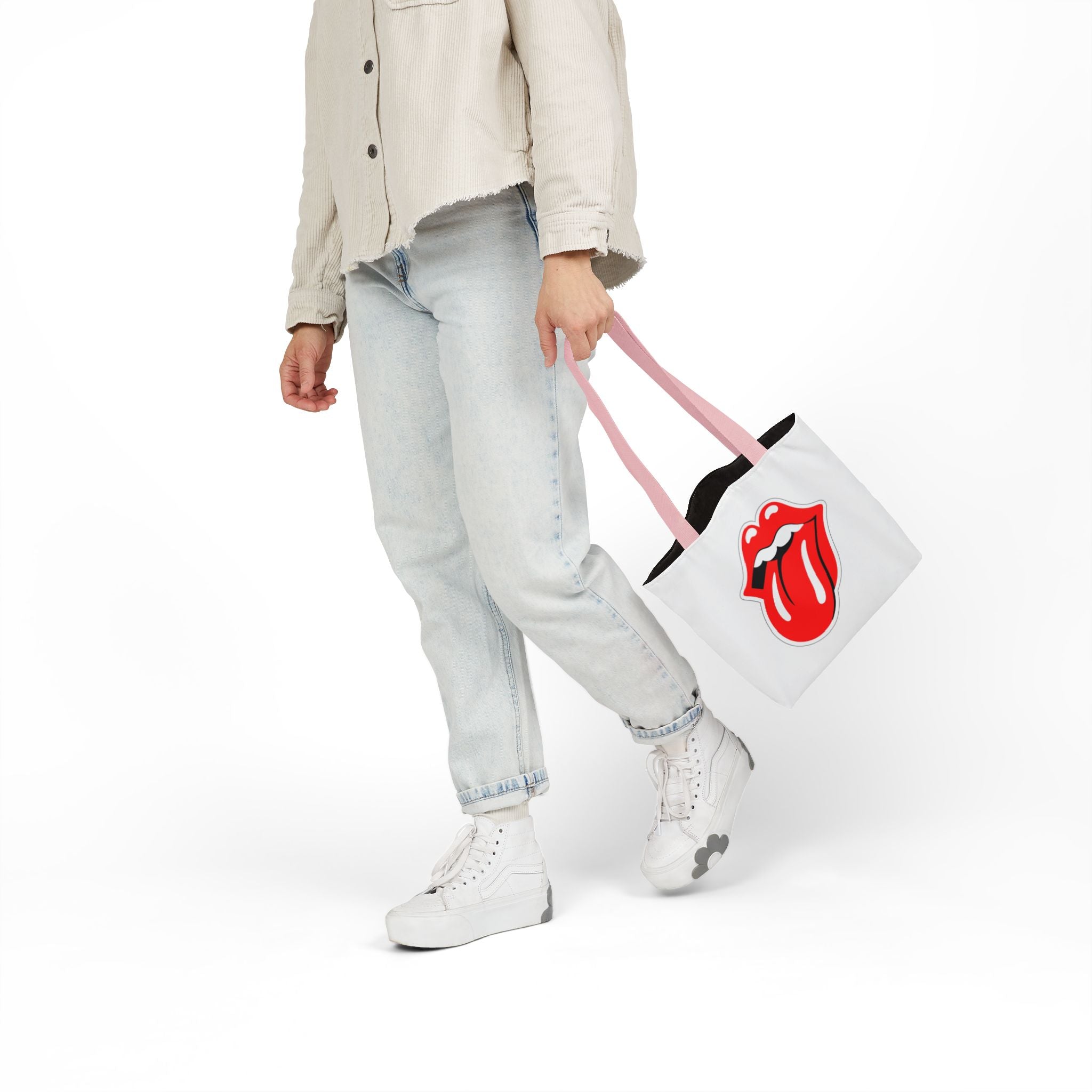 Rock & Roll Tongue Canvas Tote Bag — Retro Lip Graphic
