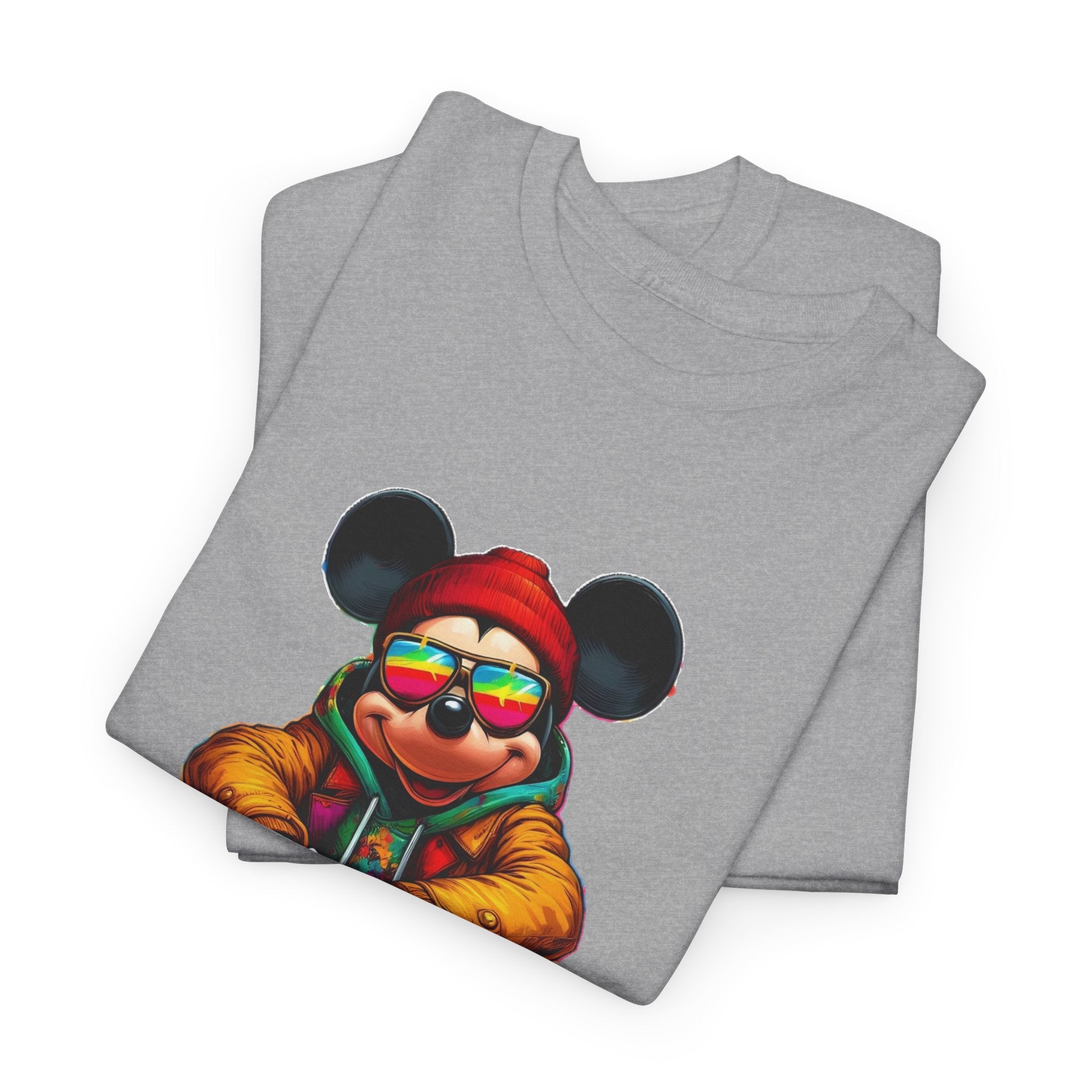 Mickey Mouse Streetwear Graphic Tee — Hip-Hop Mouse Character Sitting in Sneakers