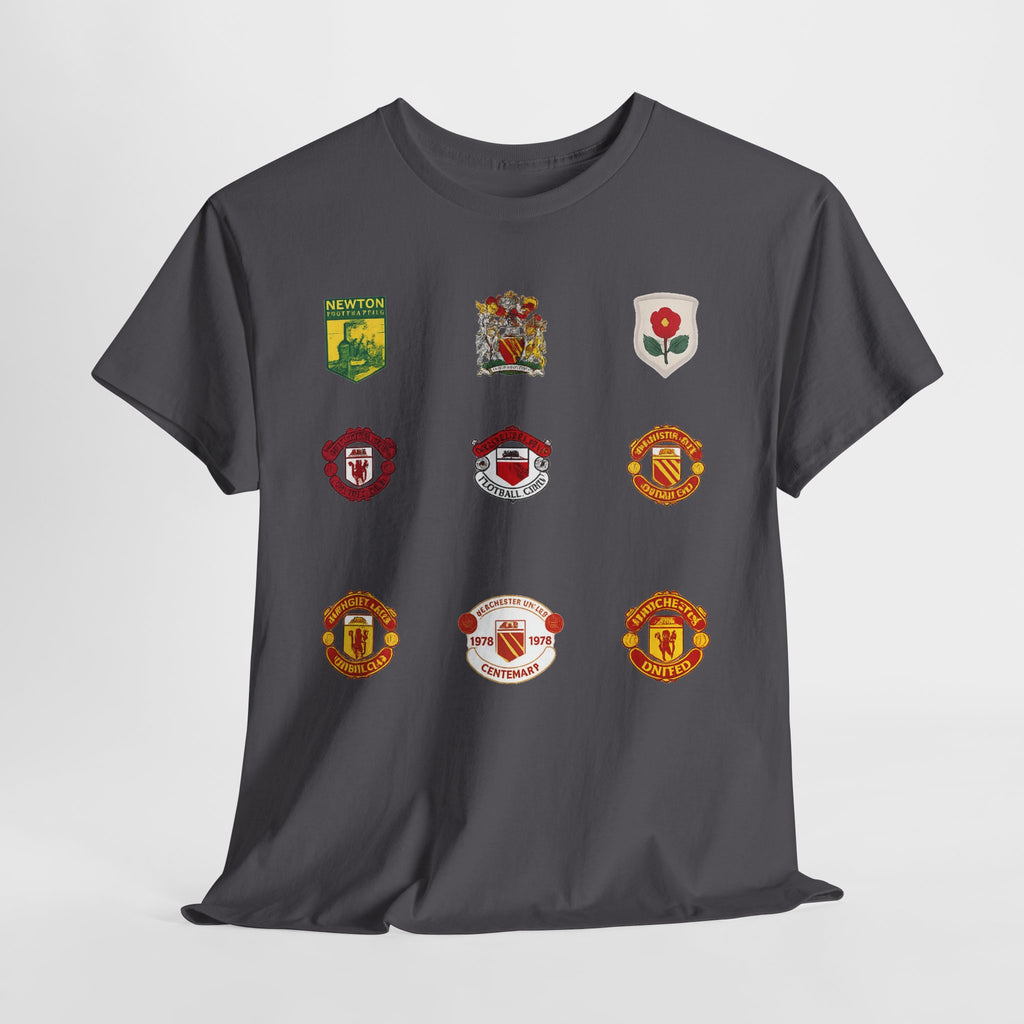 Manchester United T-Shirt — Vintage Football Club Badge Collage Tee