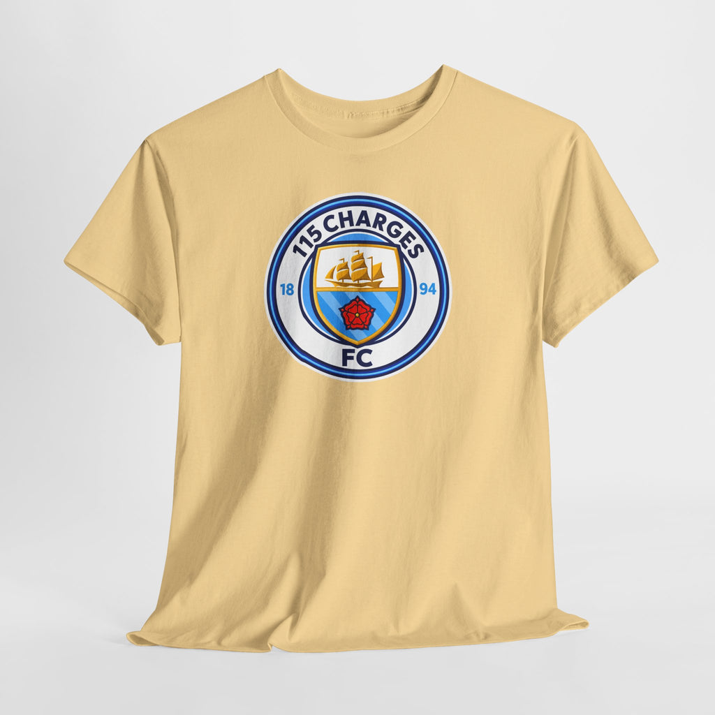 115 Charges FC Crest Cotton Tee — Vintage Blue Club Logo T-Shirt