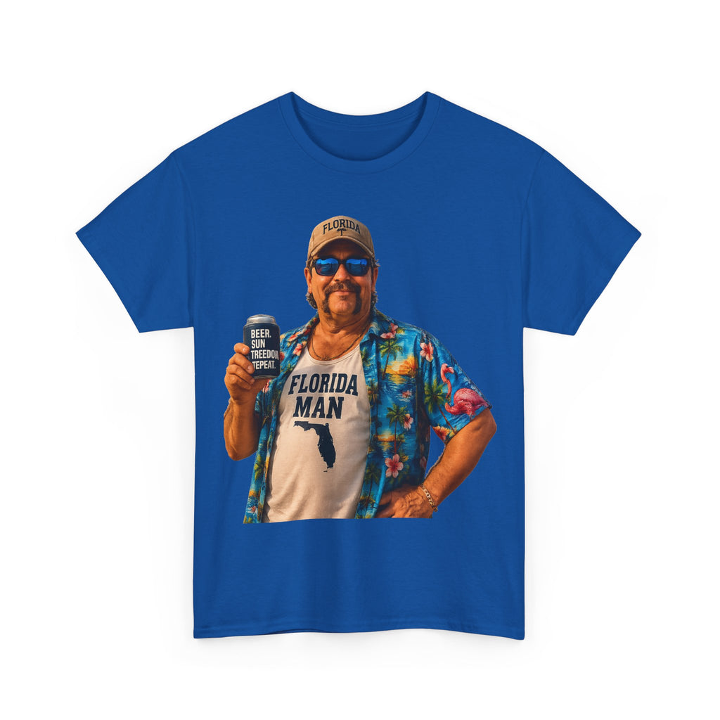 Florida Man Graphic Tee — Funny Vacation Shirt with Hawaiian Shirt Design