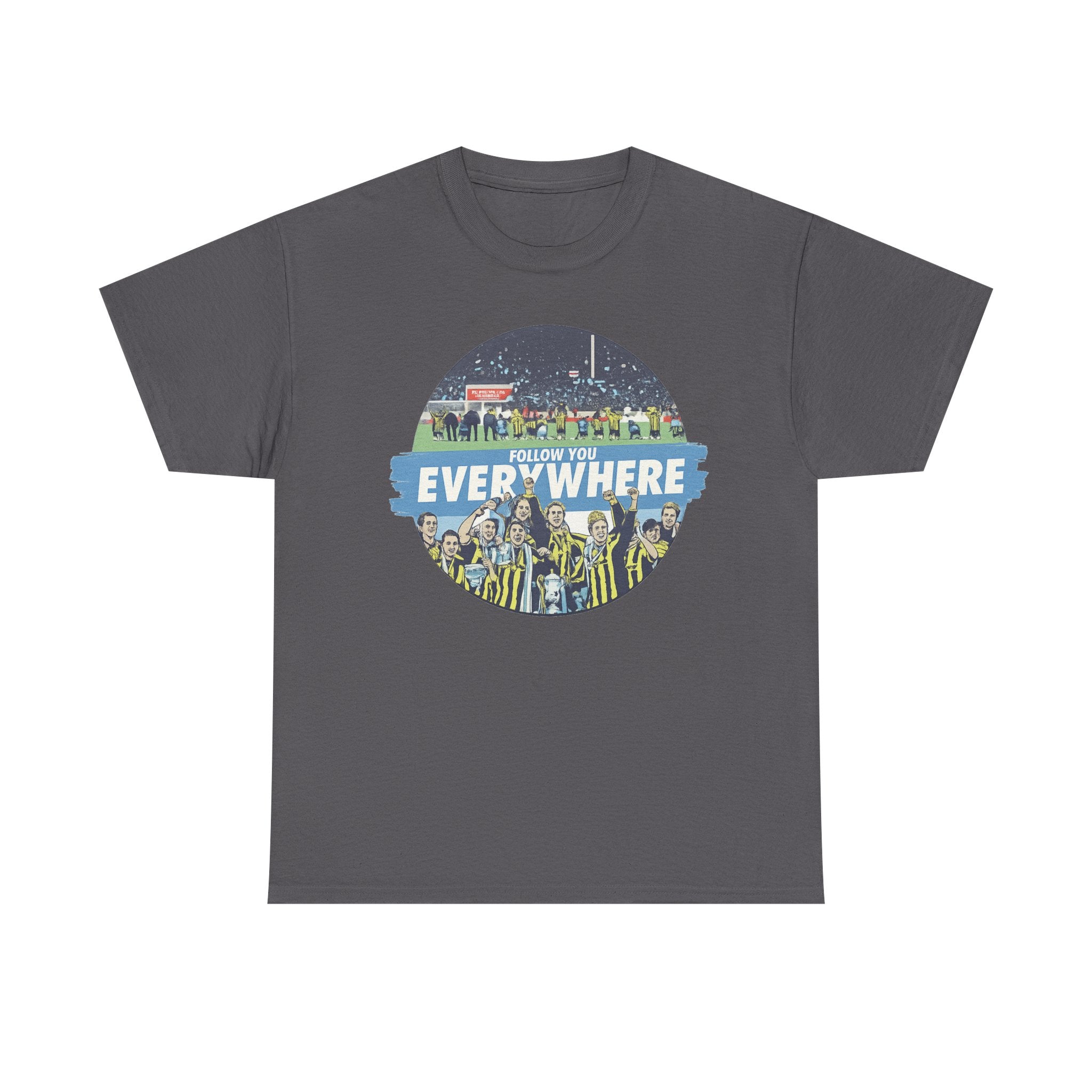 Manchester City Everywhere Soccer Crowd Graphic Tee — 'Follow You Everywhere' Fan Shirt