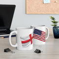 England & USA Crossed Flags Ceramic Coffee Mug — 11oz & 15oz