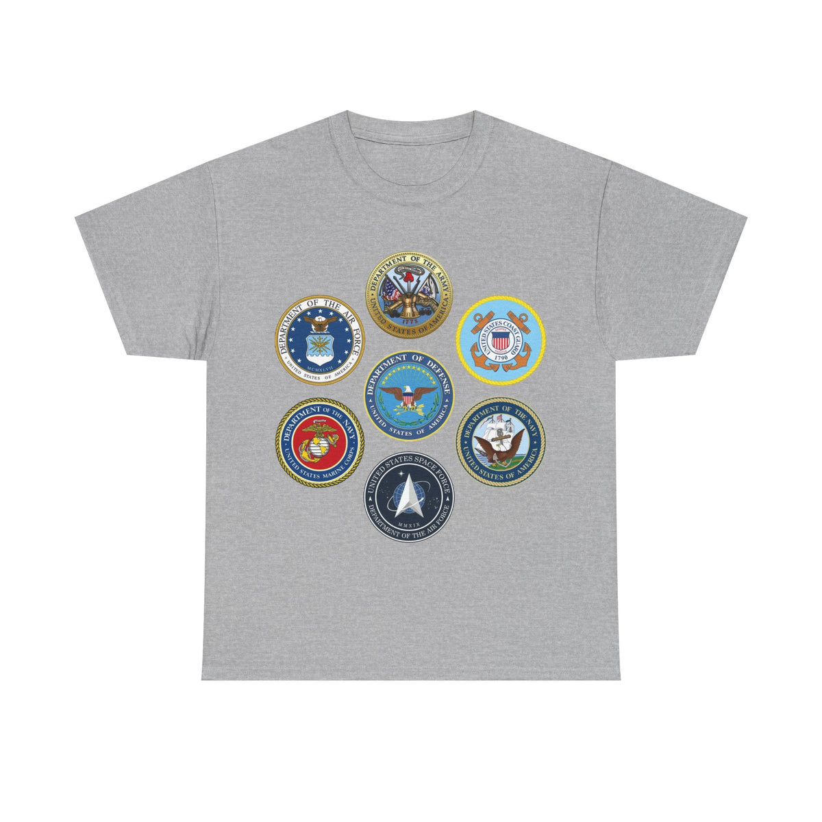 Military Branch Seals T-Shirt — Vintage US Armed Forces Emblems Tee