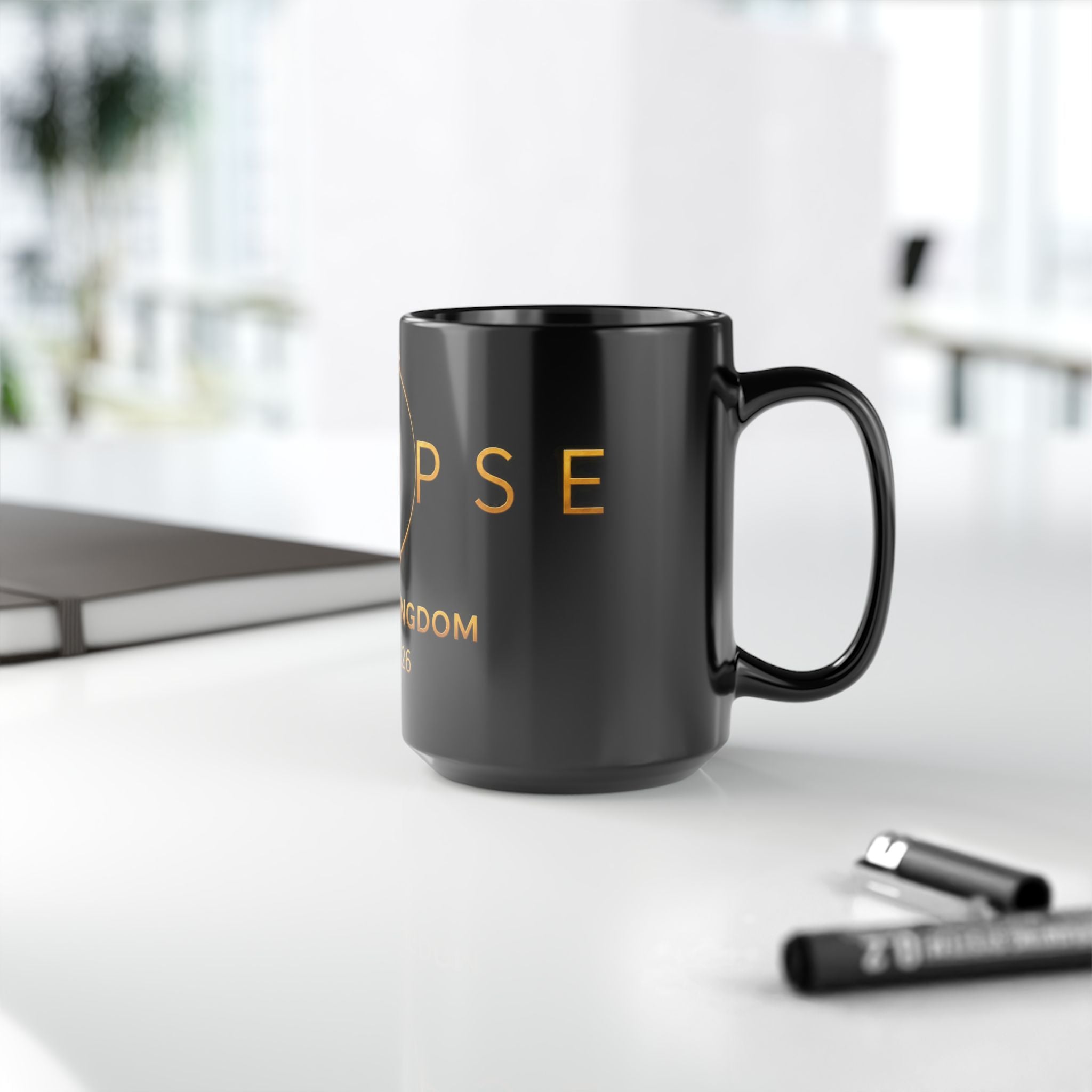 Eclipse 2026 Souvenir Mug — United Kingdom 12.08.26 Black Ceramic