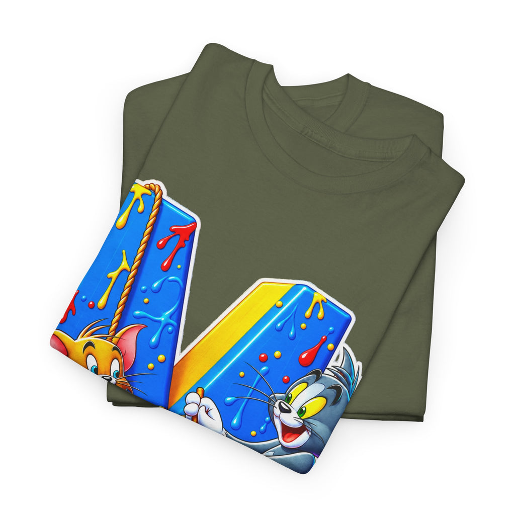 Tom & Jerry Letter M Cotton T-Shirt — Retro Cartoon Graphic Tee