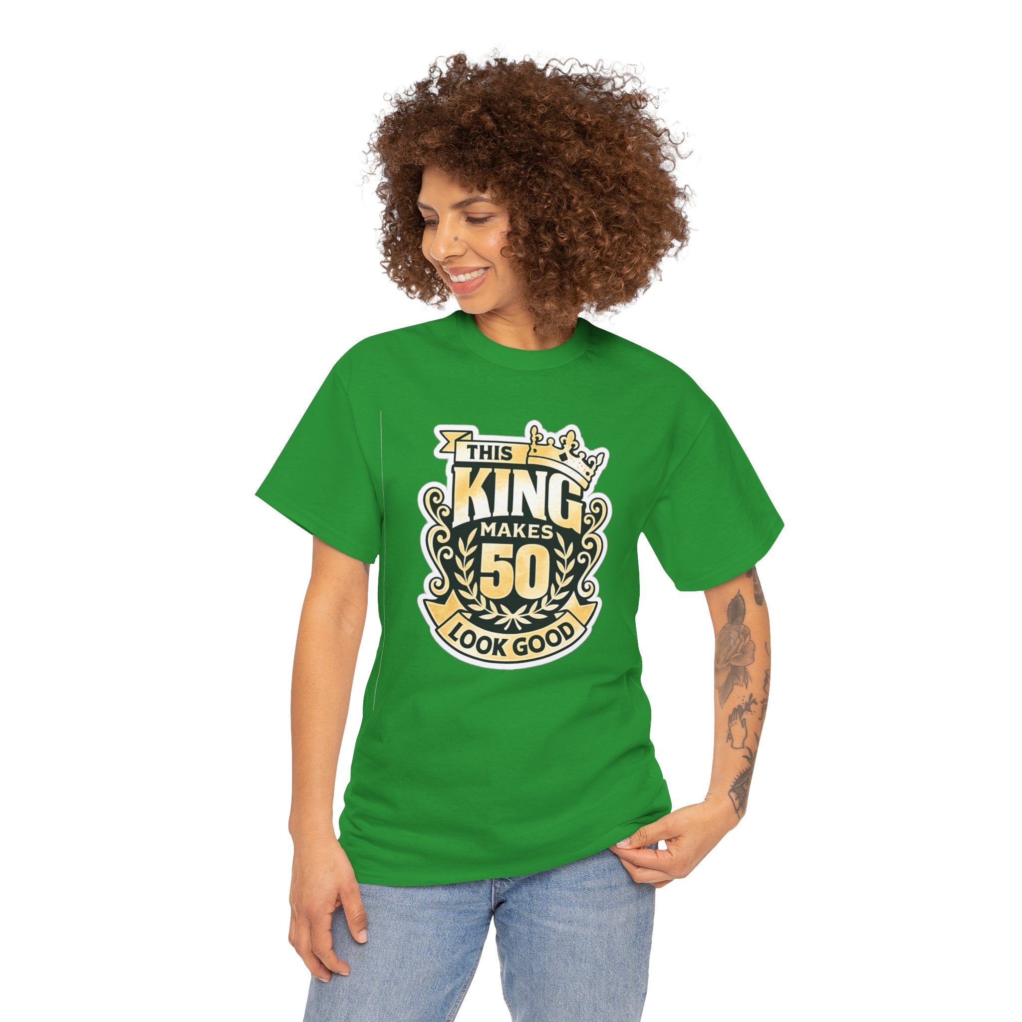 50th Birthday King T-Shirt – "This King Makes 50 Look Good"