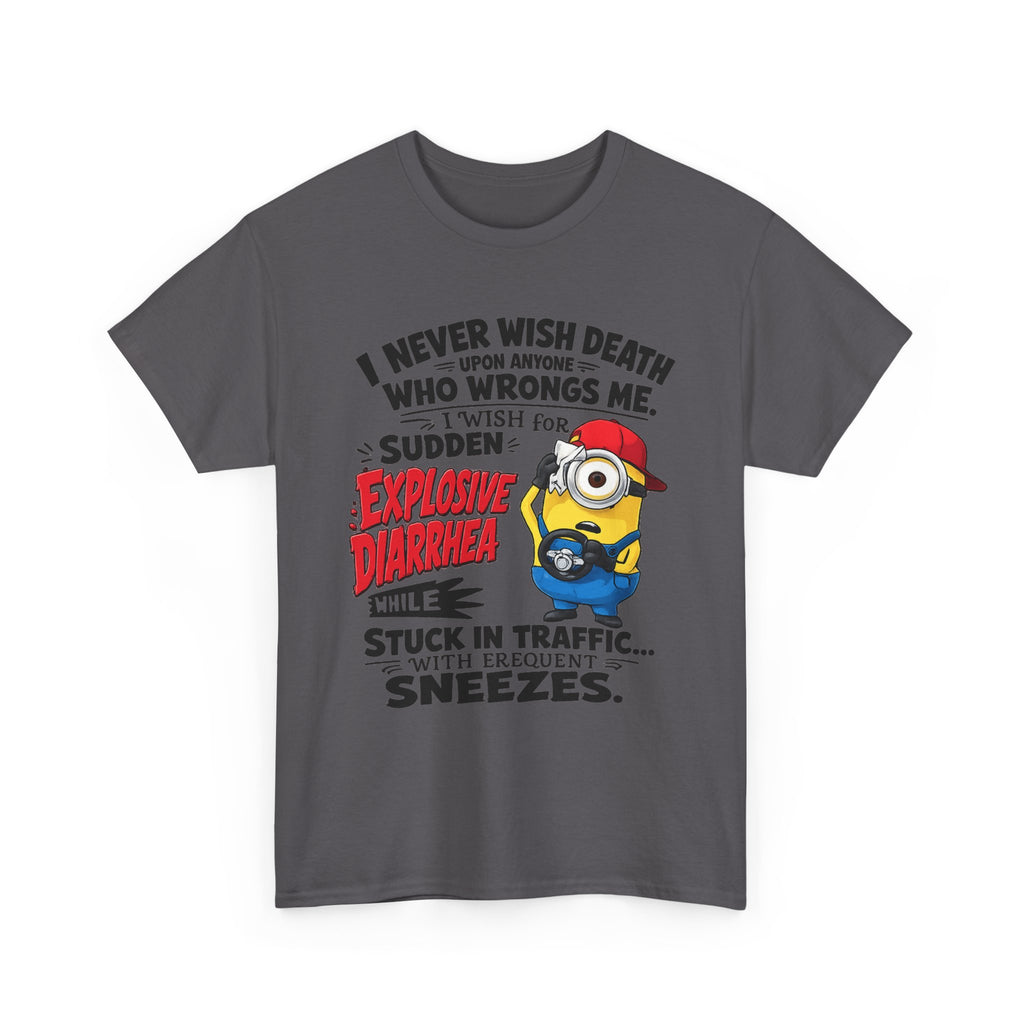 Funny Minion Traffic Tee — "Explosive Diarrhea" Humorous Graphic T-Shirt