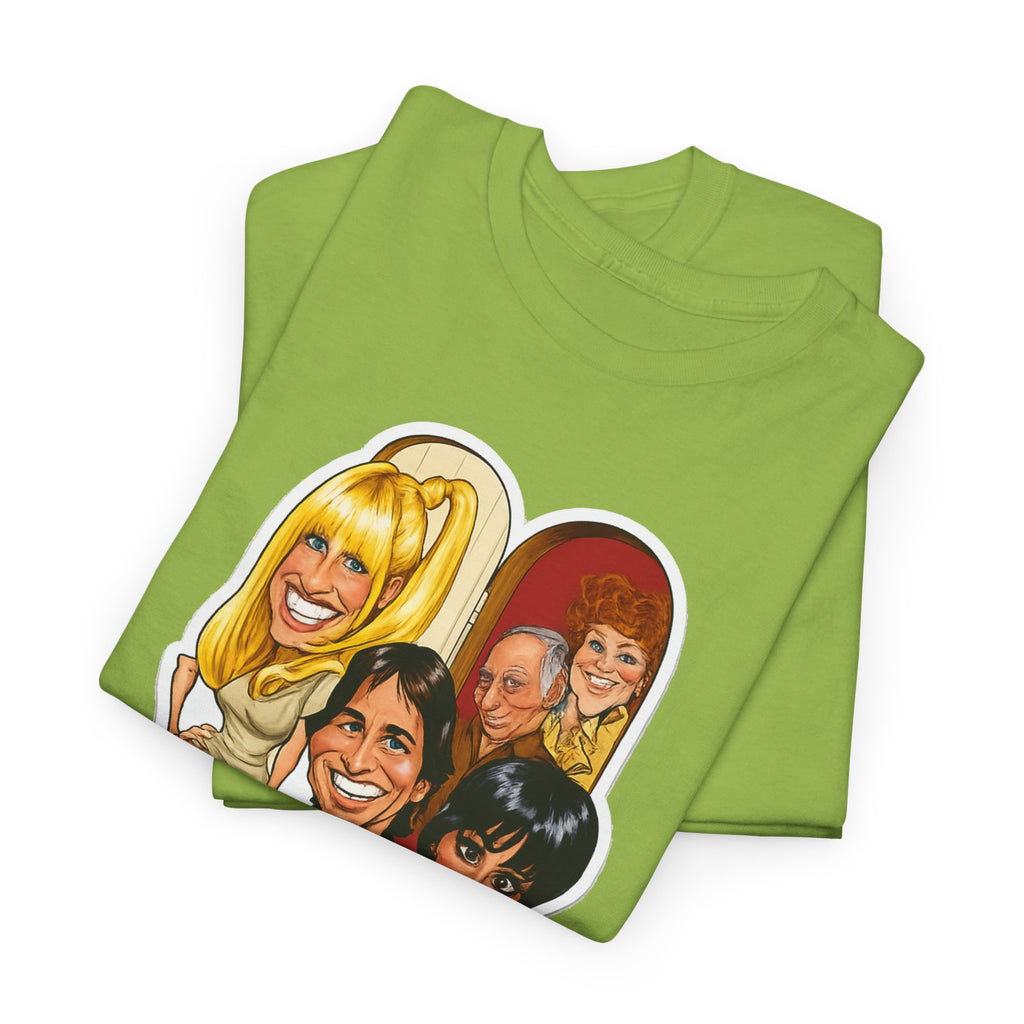 Three's Company Retro TV Tee — Vintage Sitcom Caricature T-Shirt