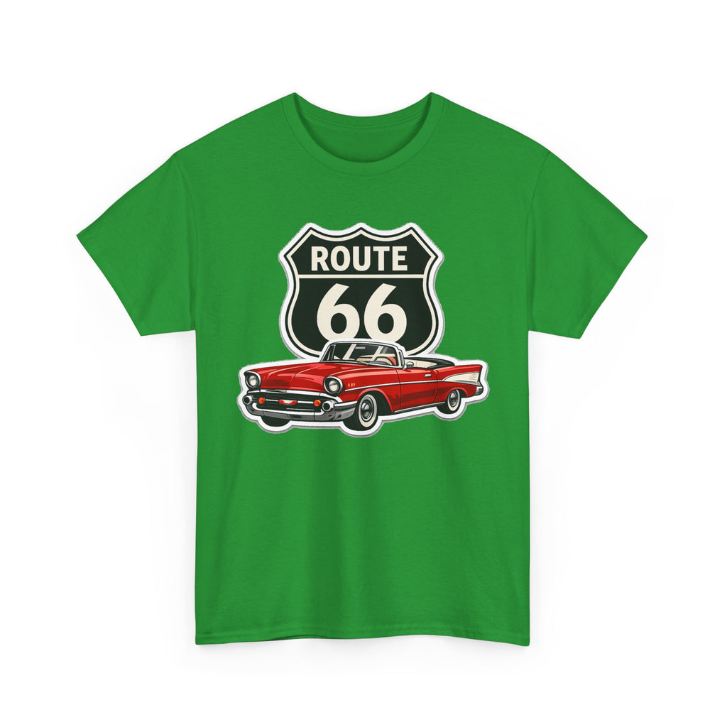 Route 66 Classic Car T‑Shirt — Retro Red Convertible Road Trip Tee