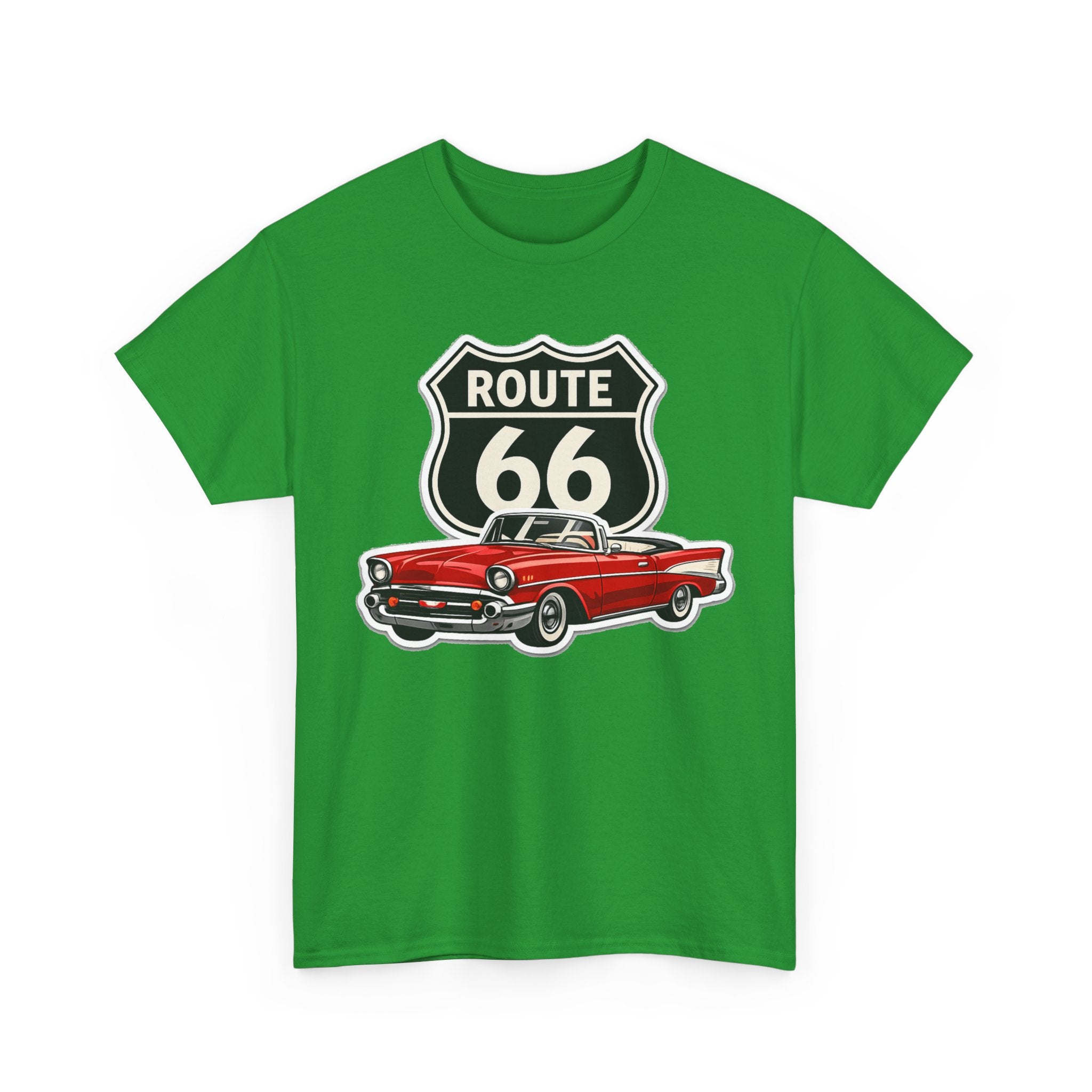 Route 66 Classic Car T‑Shirt — Retro Red Convertible Road Trip Tee