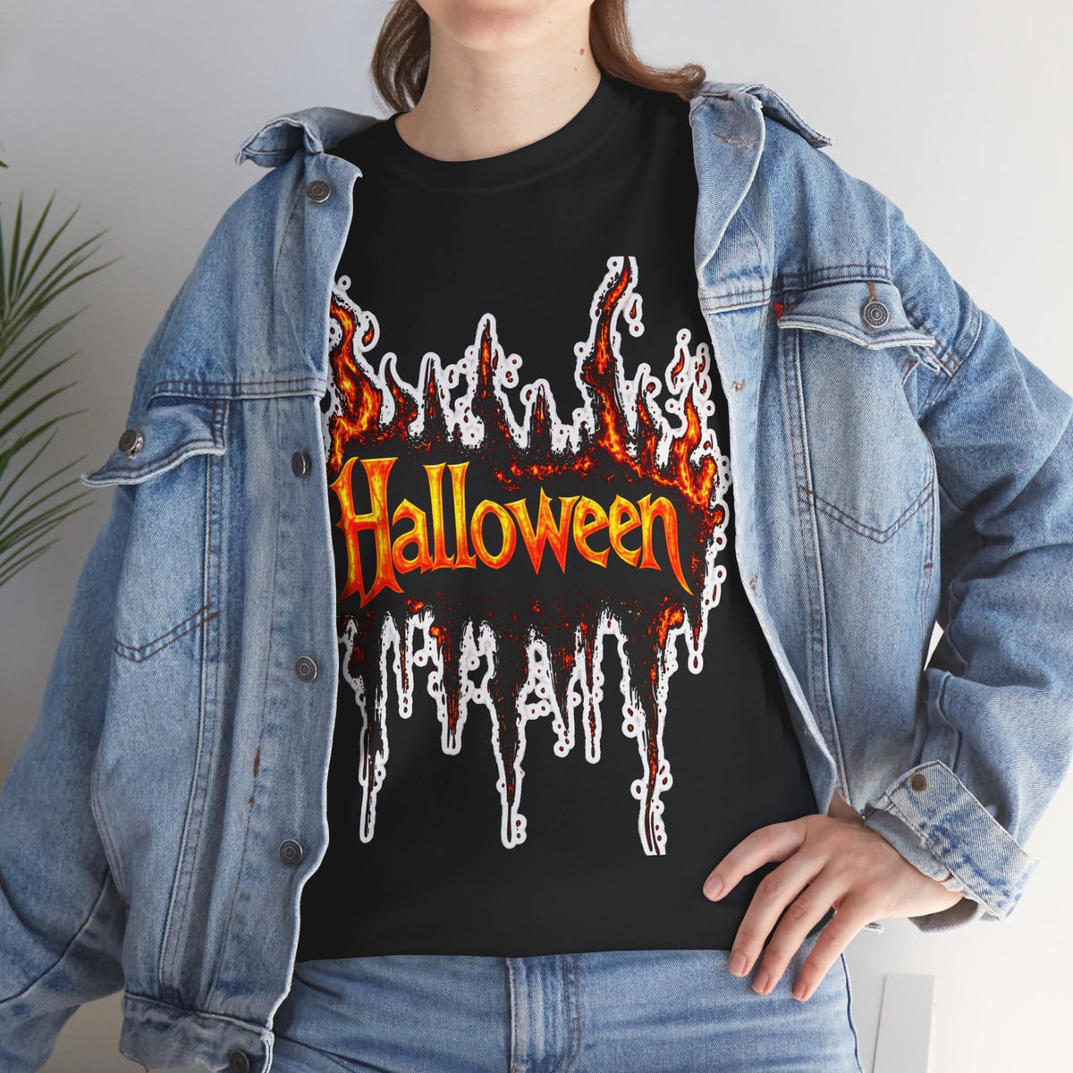 Halloween Fire and Ice Graphic Cotton T-Shirt