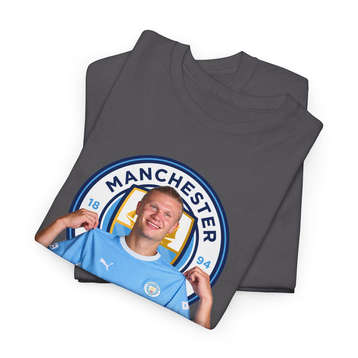 Manchester City Erling Haaland Inspired Cotton T-Shirt Tee — Player Celebratory Graphic T-Shirt