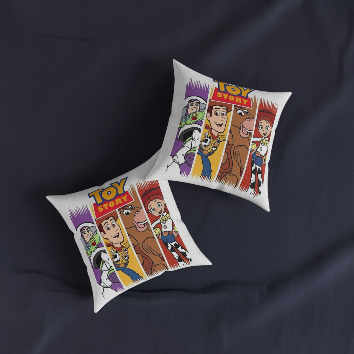Toy Story Characters Square Pillow - Buzz, Woody, Bullseye & Jessie Decorative Throw Cushion