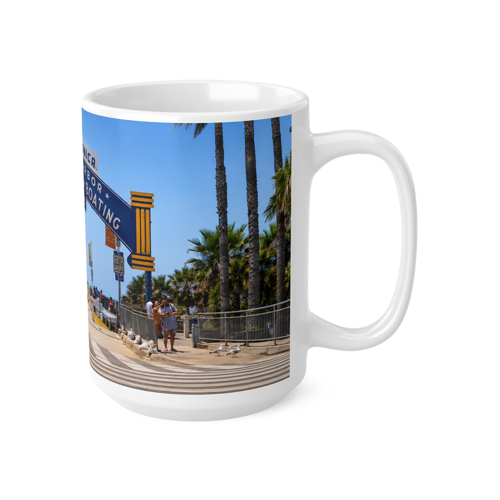 Santa Monica Pier Coffee Mug – 'Yacht Harbor Sport Fishing & Boating Cafes' 11oz/15oz Ceramic