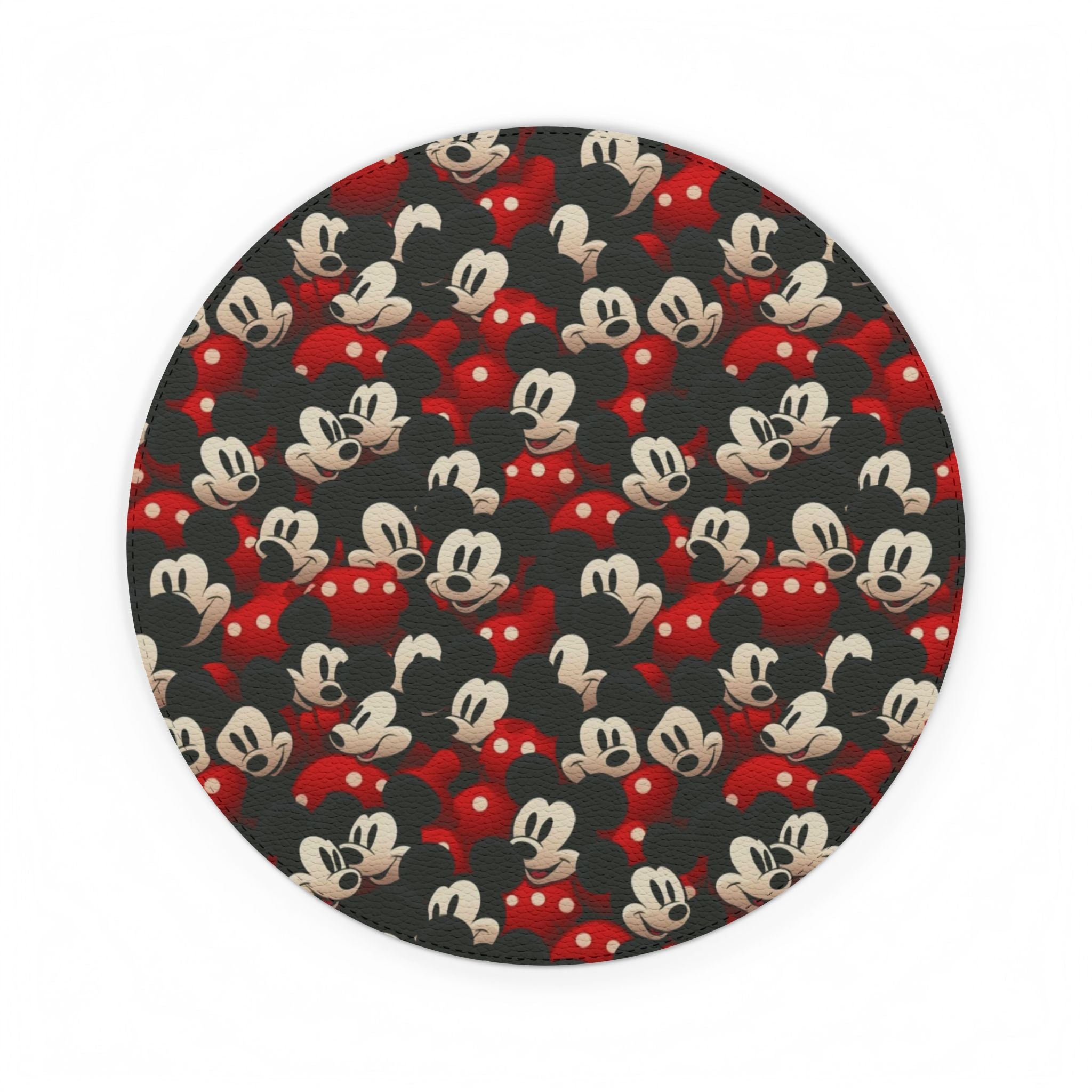 Mickey Mouse Pattern PU Leather Mouse Mat — Retro Cartoon Gaming Desk Pad