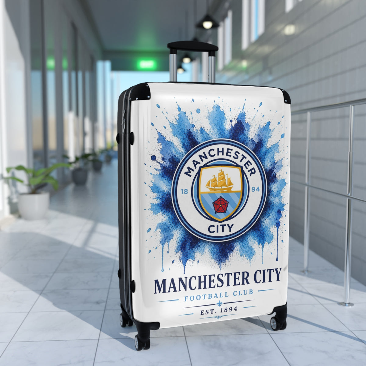 Manchester City Suitcase – Football Club Carry-On Luggage with Crest Design