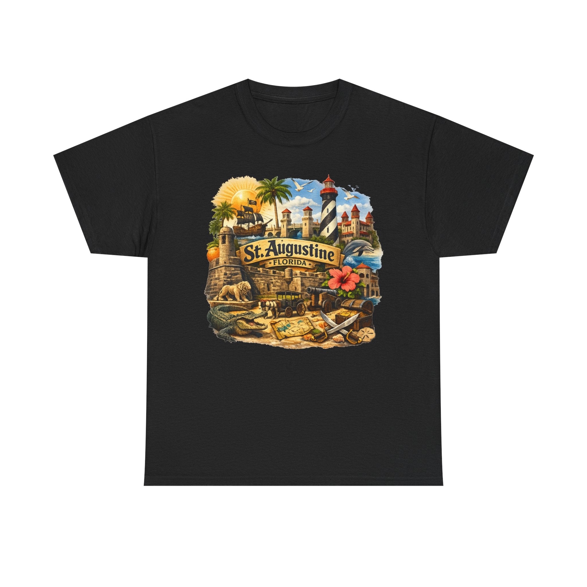 St. Augustine Florida Vintage Travel Tee — Retro Beach & Lighthouse Souvenir T-Shirt