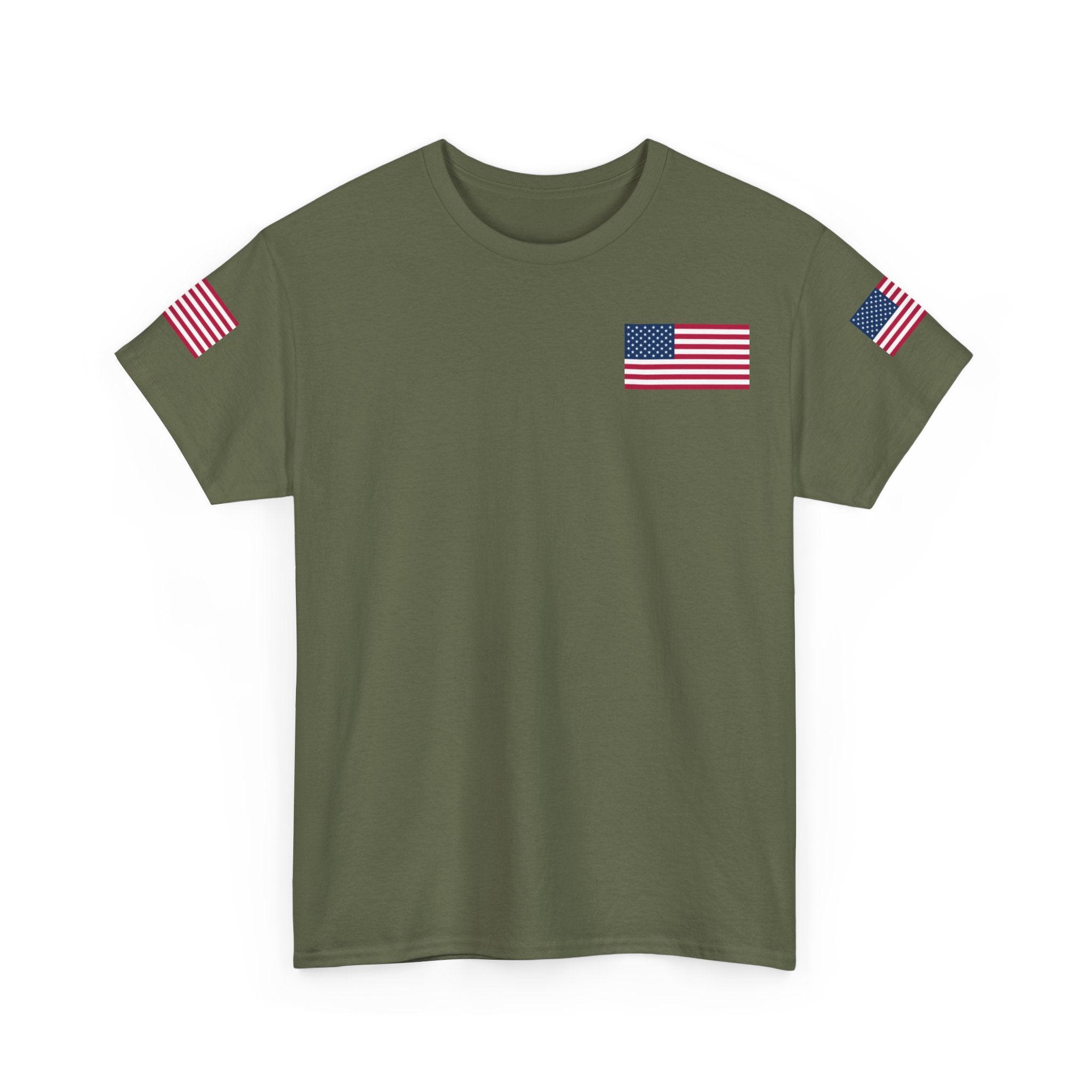 Team USA Flag T‑Shirt — Patriotic Navy Tee with Back Shield Logo