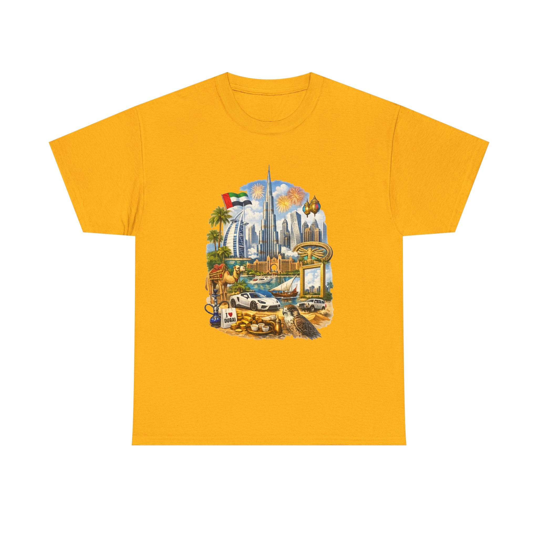 Dubai Skyline Beach Vacation T-Shirt – Retro Travel Collage Tee