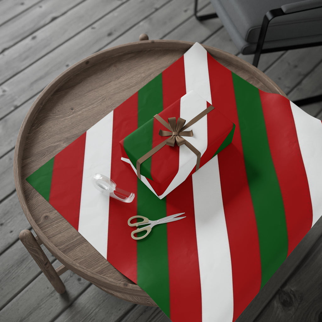 Holiday Candy Cane Stripe Wrapping Paper — Red & Green Christmas Gift Wrap