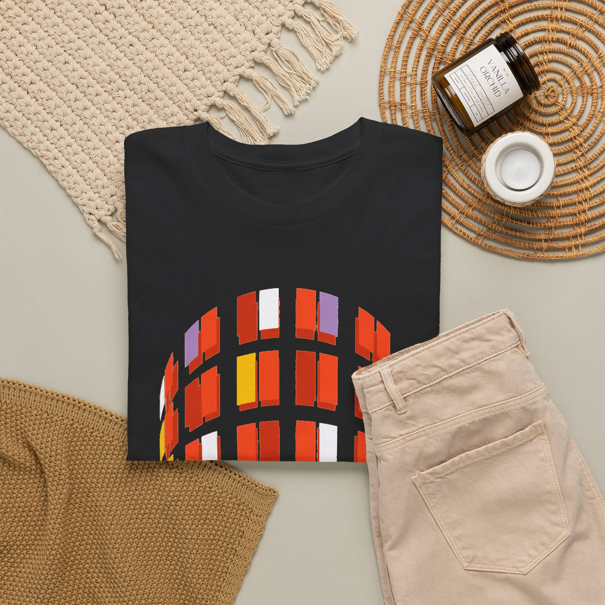 Hacienda Arch Graphic Cotton T-Shirt Tee — Retro Sunset Window Illustration