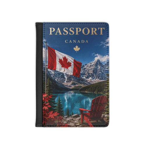 Canada Passport Cover – Scenic Lake Moraine Canadian Flag Travel Wallet